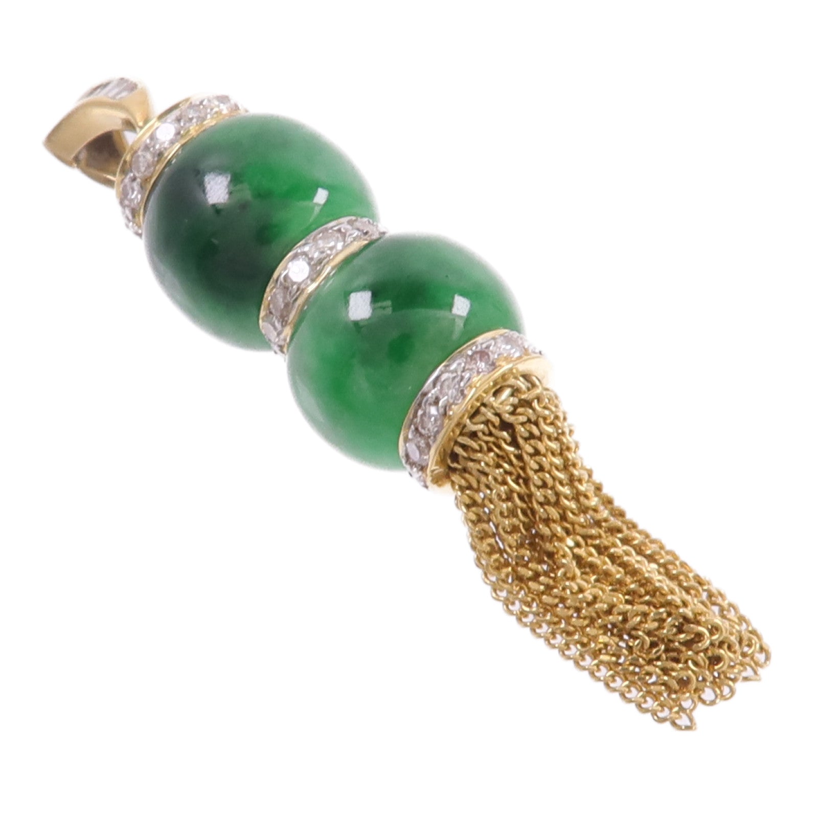 JEWELRY 18K黃金Jade Diamond Pendant Top翡翠/鑽石吊墜