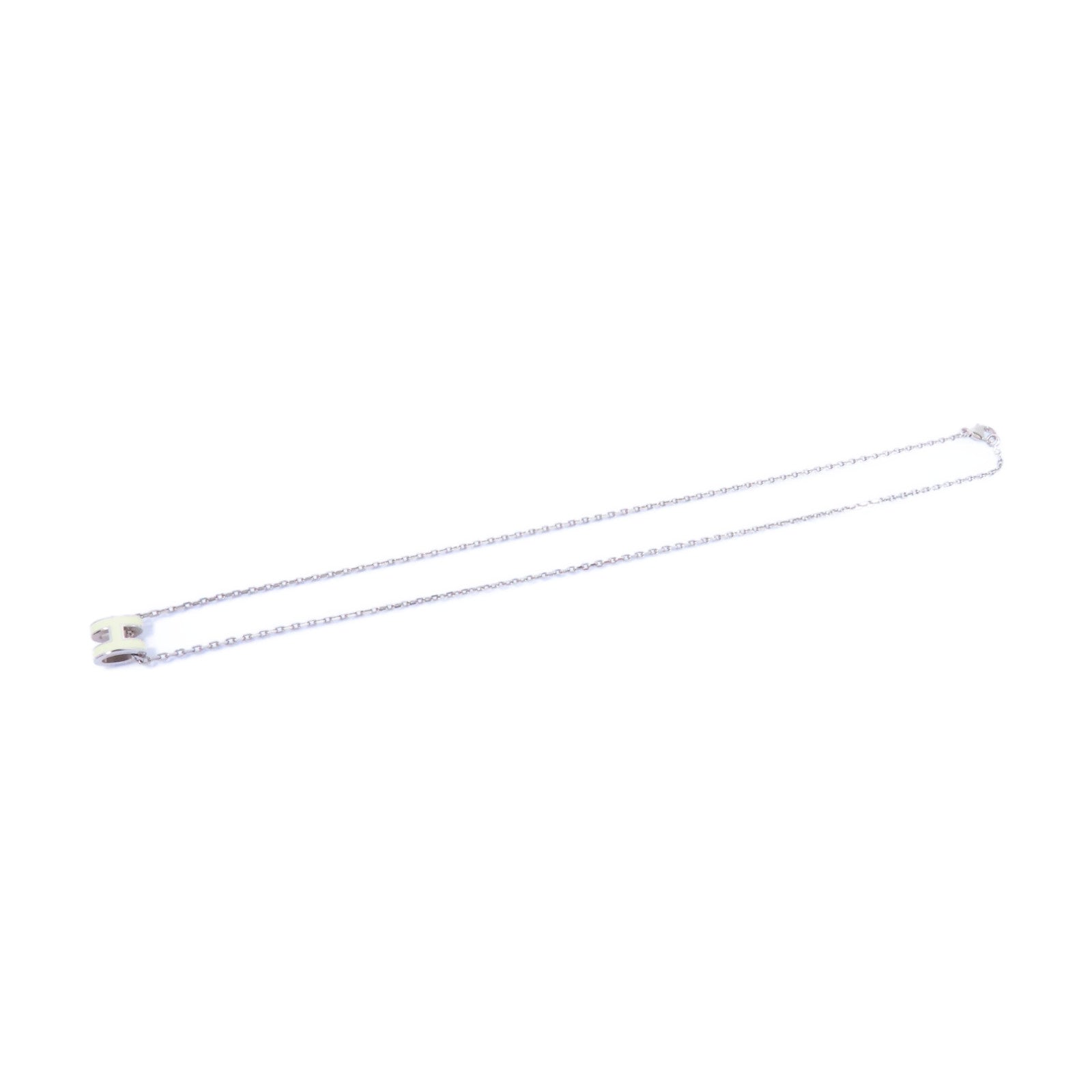 HERMES 金屬Mini Pop H Necklace項鍊白色/銀色