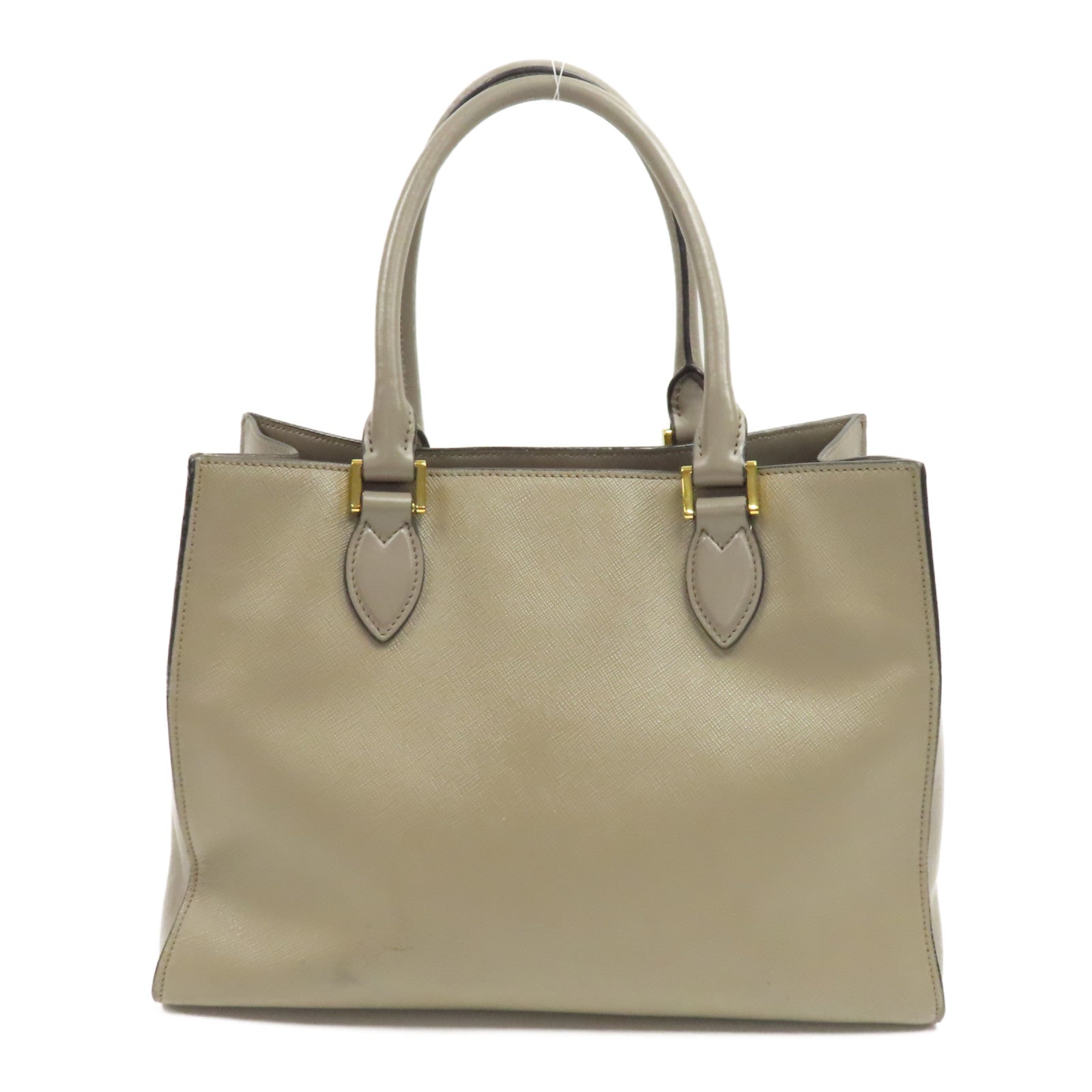 PRADA 牛皮皮革Saffiano Leather Lux Convertible Tote Bag金扣肩背袋灰色