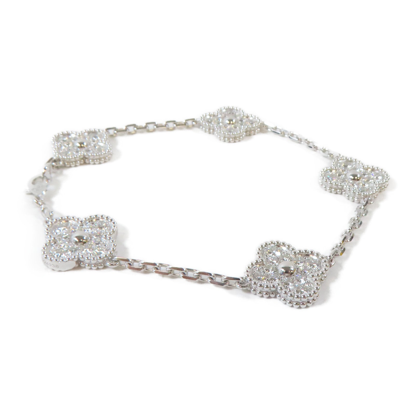 Van Cleef & Arpels 18K白金Vintage Alhambra手鏈#17.75cm