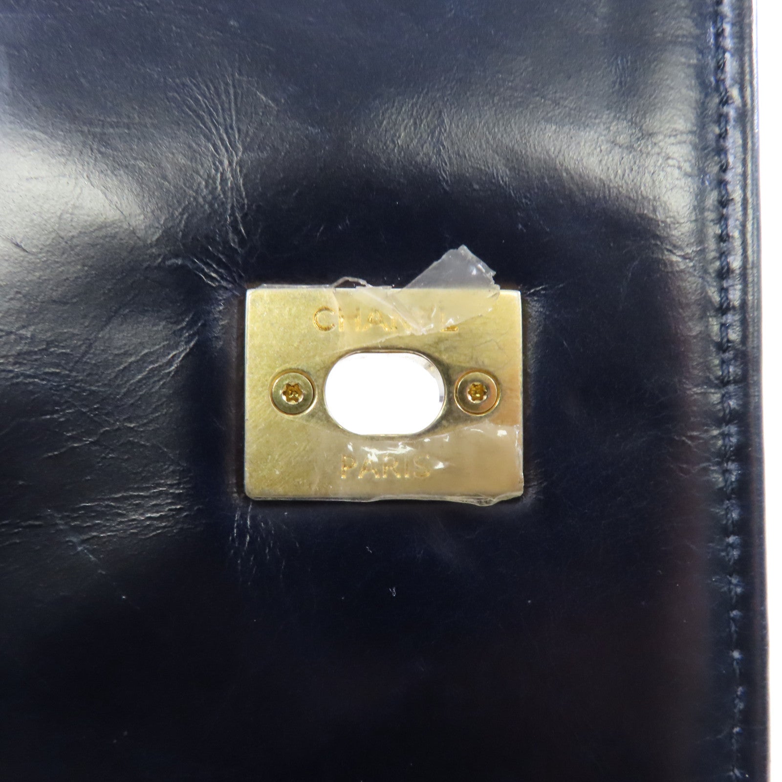 CHANEL 牛皮皮革CoCo Handle Midium金扣手挽肩背兩用袋藍色