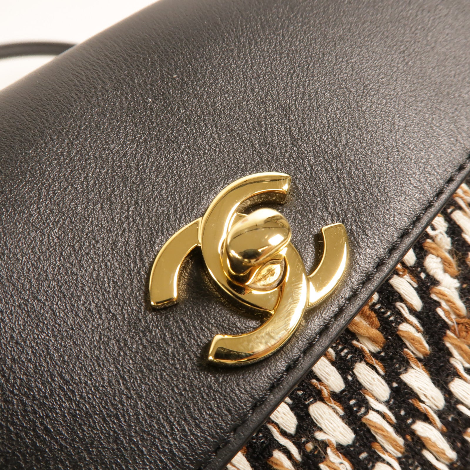 CHANEL Tweed/牛皮皮革Small Shopping Bag肩背袋