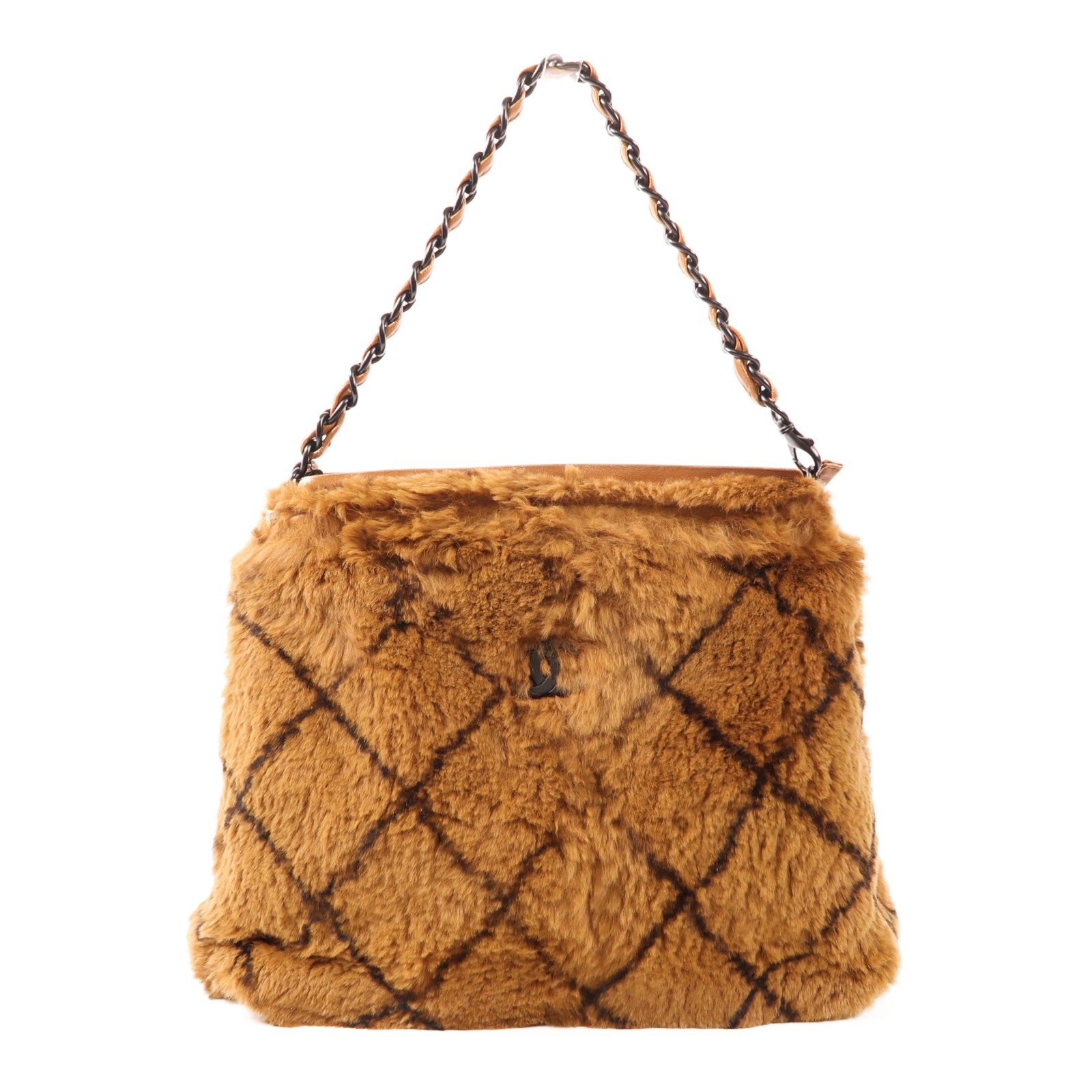 CHANEL 兔毛Vintage Hand Bag鏈帶手挽袋