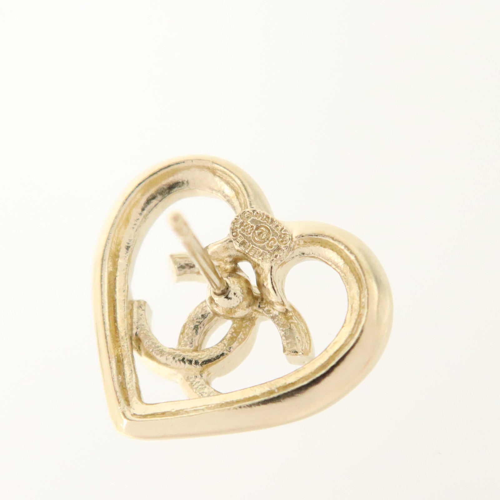 CHANEL 金屬CC Logo Heart Stud Earrings耳環