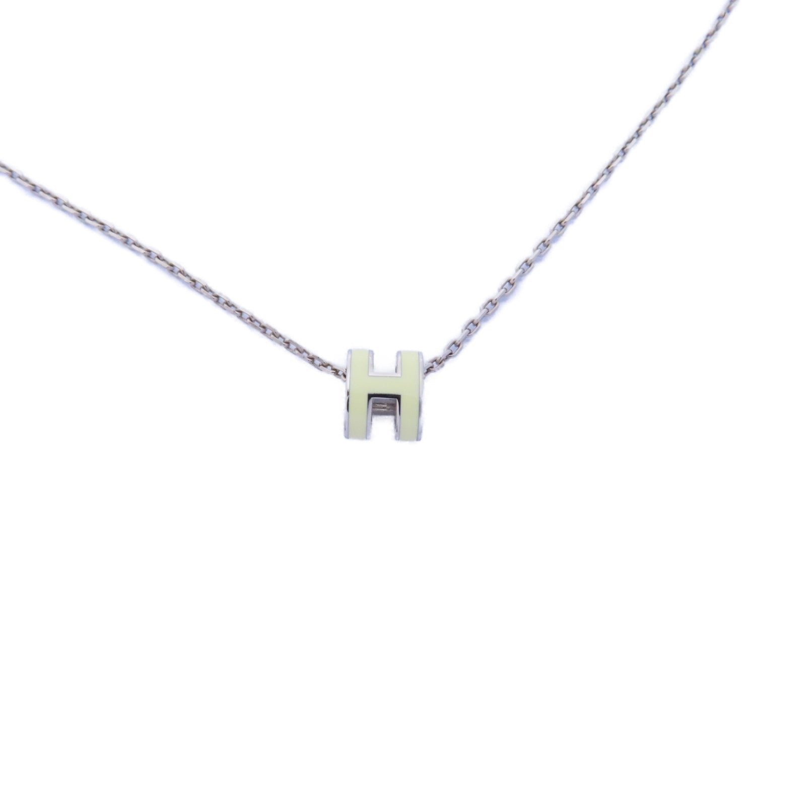 HERMES 金屬Mini Pop H Necklace項鍊白色/銀色