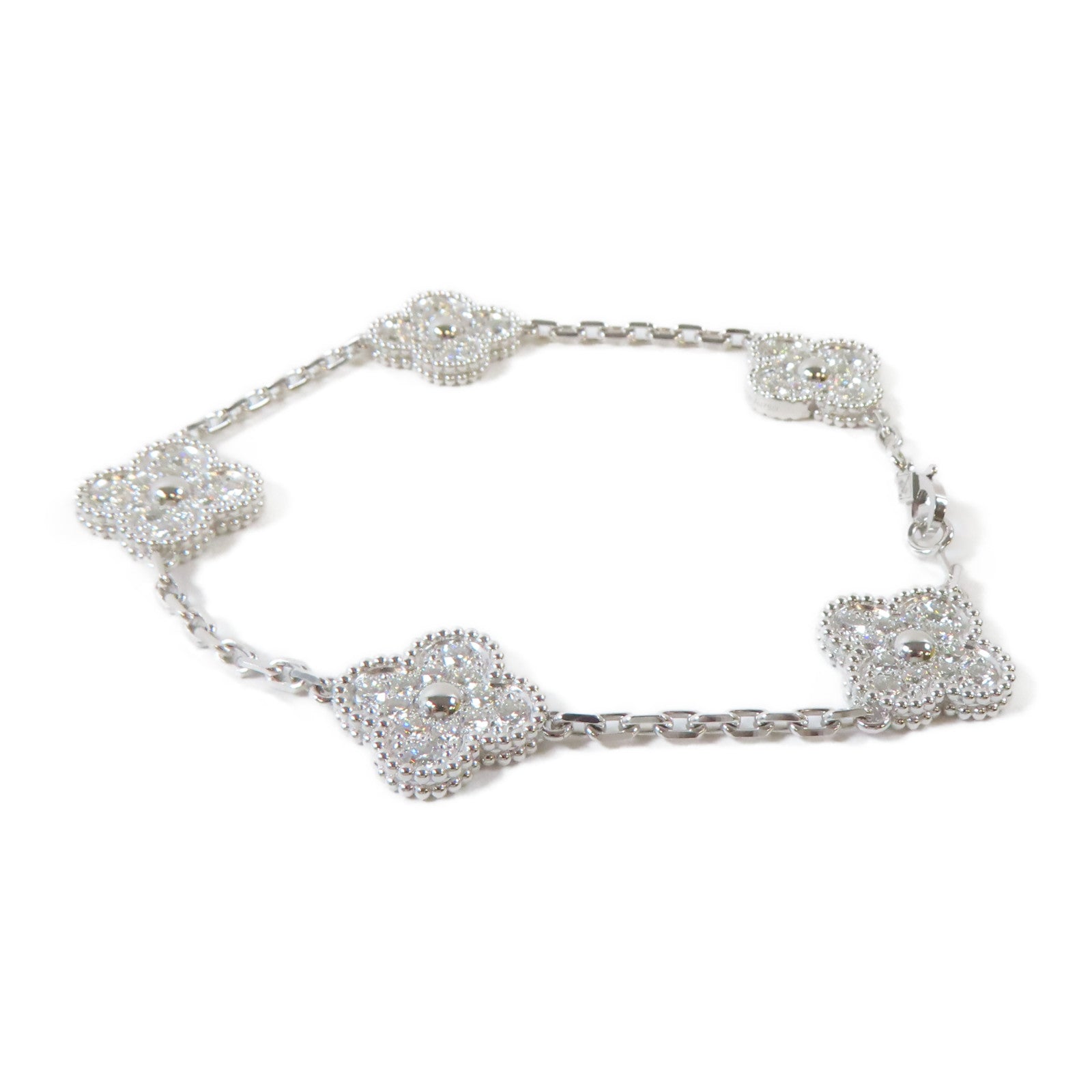 Van Cleef & Arpels 18K白金Vintage Alhambra手鏈#17.75cm