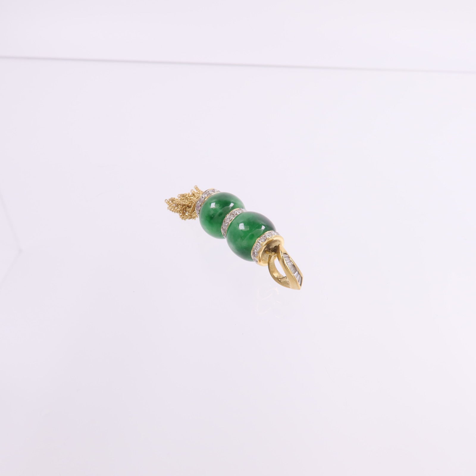 JEWELRY 18K黃金Jade Diamond Pendant Top翡翠/鑽石吊墜