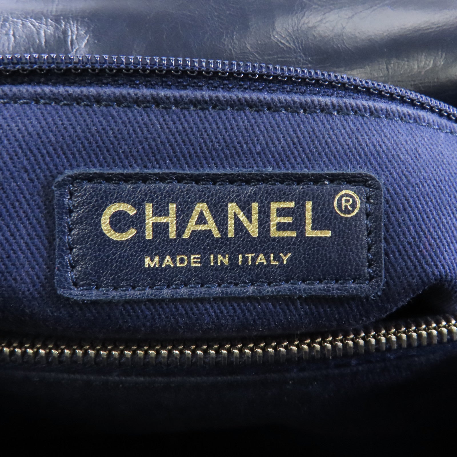 CHANEL 牛皮皮革CoCo Handle Midium金扣手挽肩背兩用袋藍色