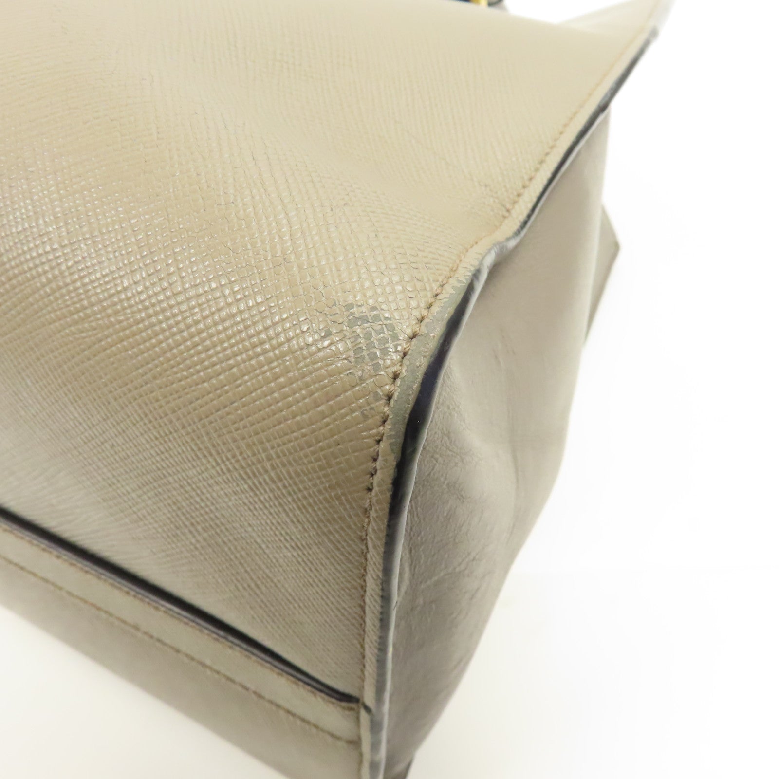 PRADA 牛皮皮革Saffiano Leather Lux Convertible Tote Bag金扣肩背袋灰色