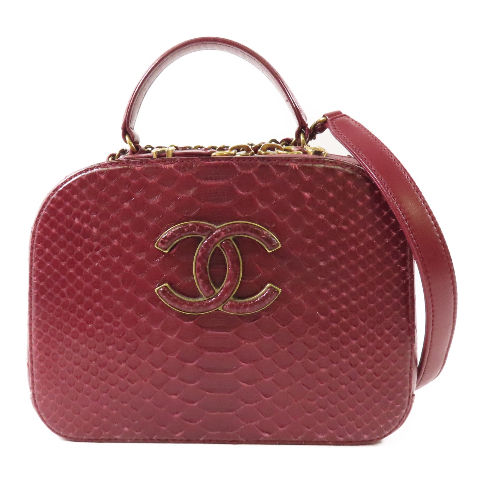 CHANEL 【激減優惠】蛇皮/牛皮皮革2 Way Bag鏈帶手挽肩背兩用袋