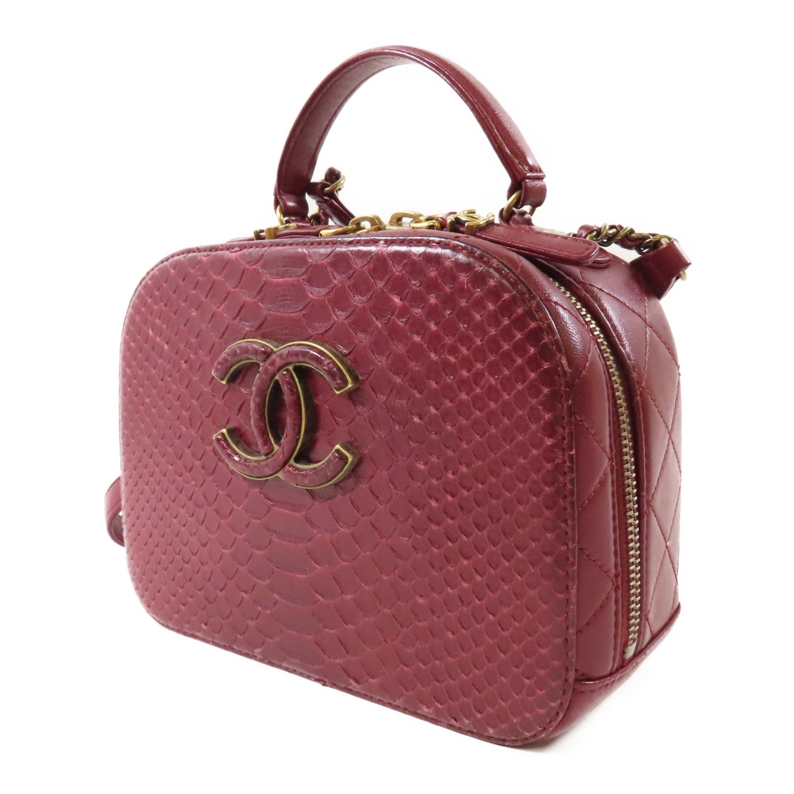 CHANEL 【激減優惠】蛇皮/牛皮皮革2 Way Bag鏈帶手挽肩背兩用袋