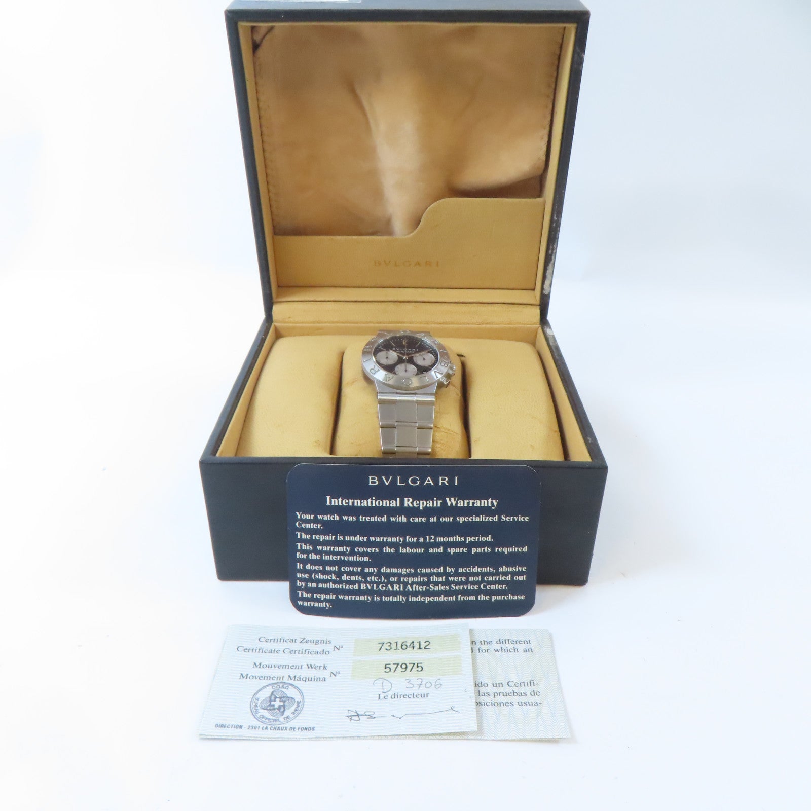 BVLGARI Diagono不鏽鋼手錶自動機芯藍色#18.5cm