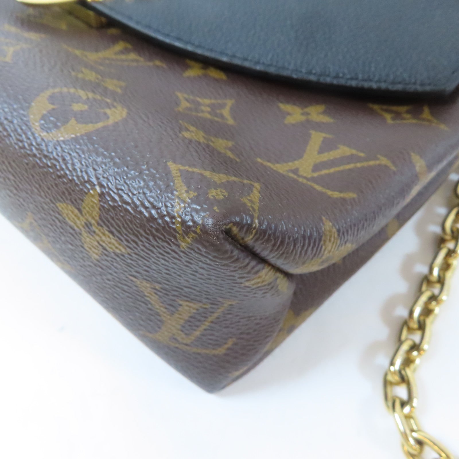 LOUIS VUITTON 【激減優惠】Monogram Saint Placide金扣鏈帶肩背袋啡色/黑色