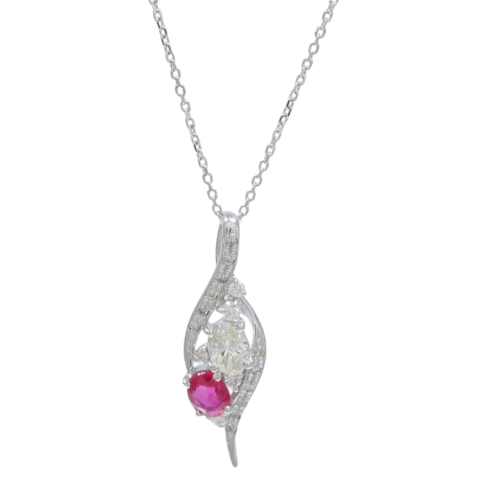 JEWELRY 18K白金Pink Sapphire Diamond Necklace粉紅藍寶石/鑽石項鍊