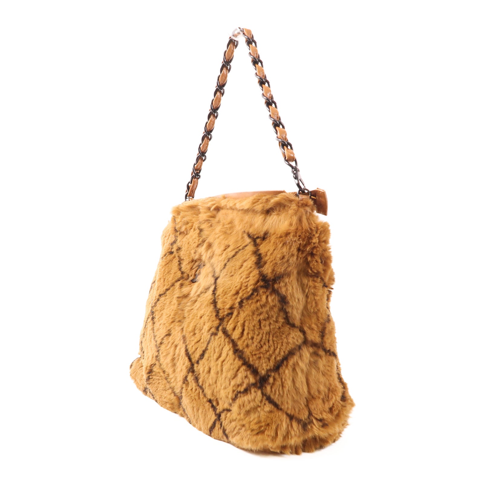 CHANEL 兔毛Vintage Hand Bag鏈帶手挽袋