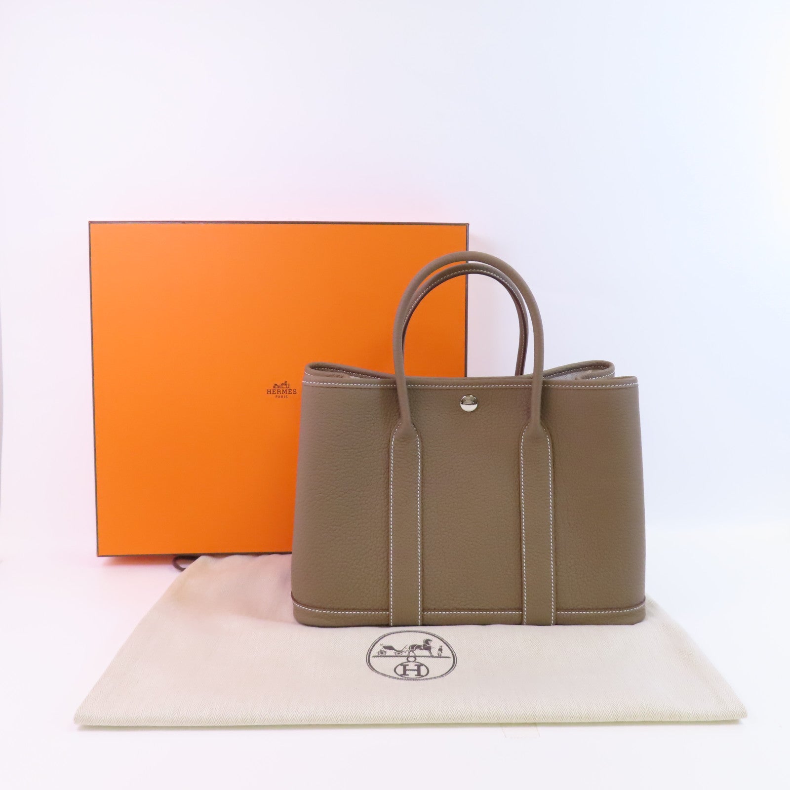 HERMES Negonda皮革Garden Party TPM銀扣手挽袋