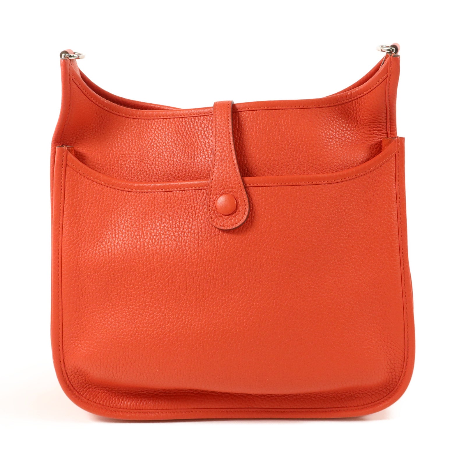 HERMES Clemence皮革Evelyne PM肩背袋Rouge Tomate