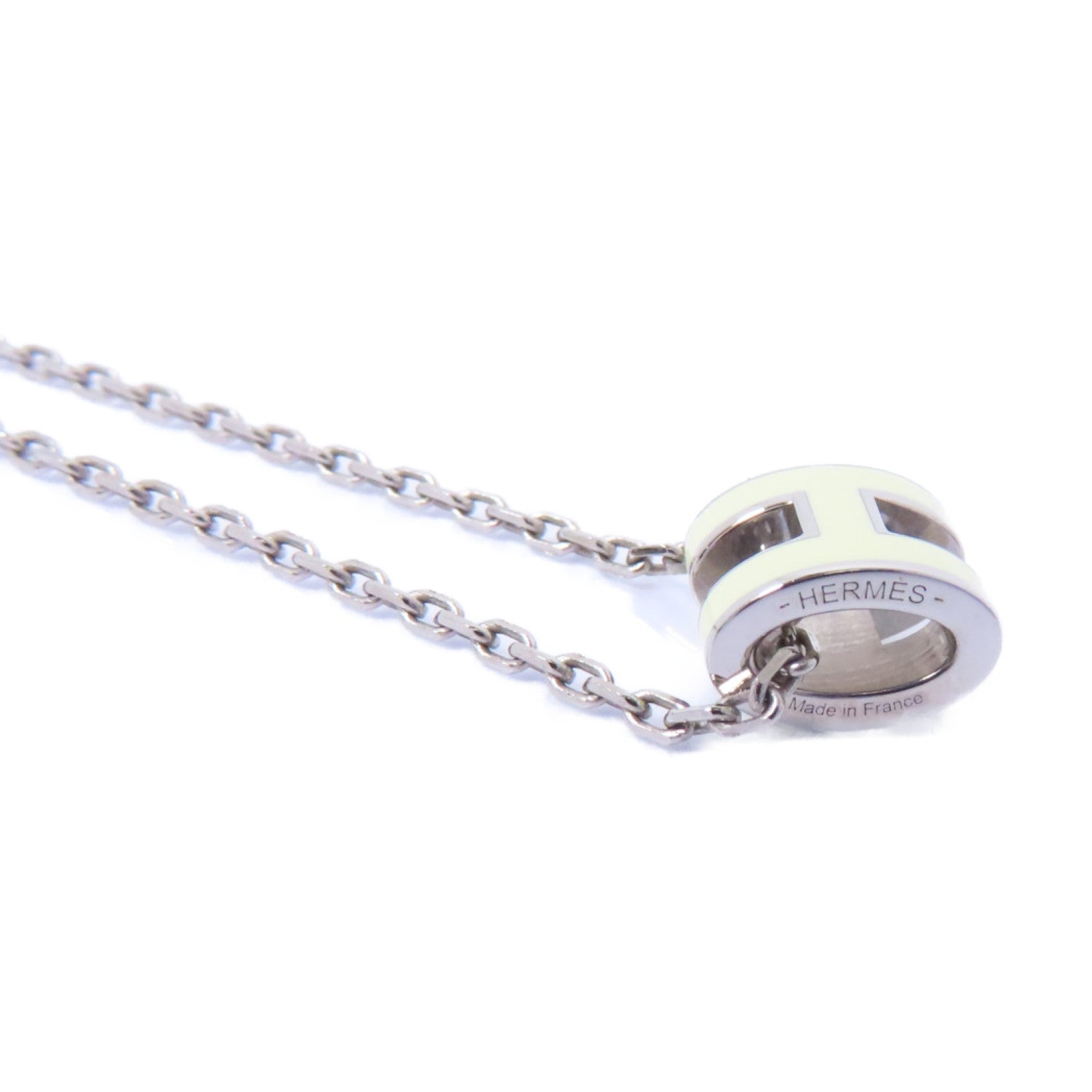 HERMES 金屬Mini Pop H Necklace項鍊白色/銀色