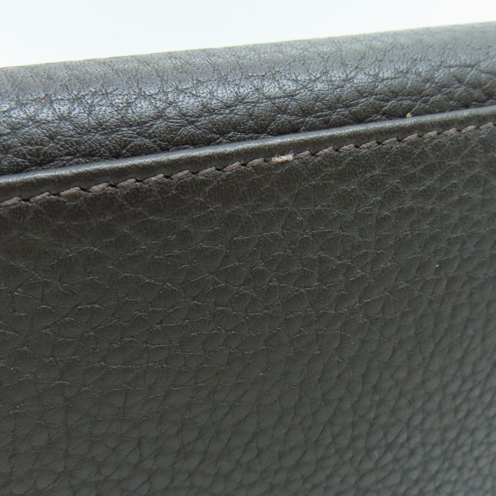 HERMES Clemence皮革Kelly35手挽肩背两用袋银扣啡色