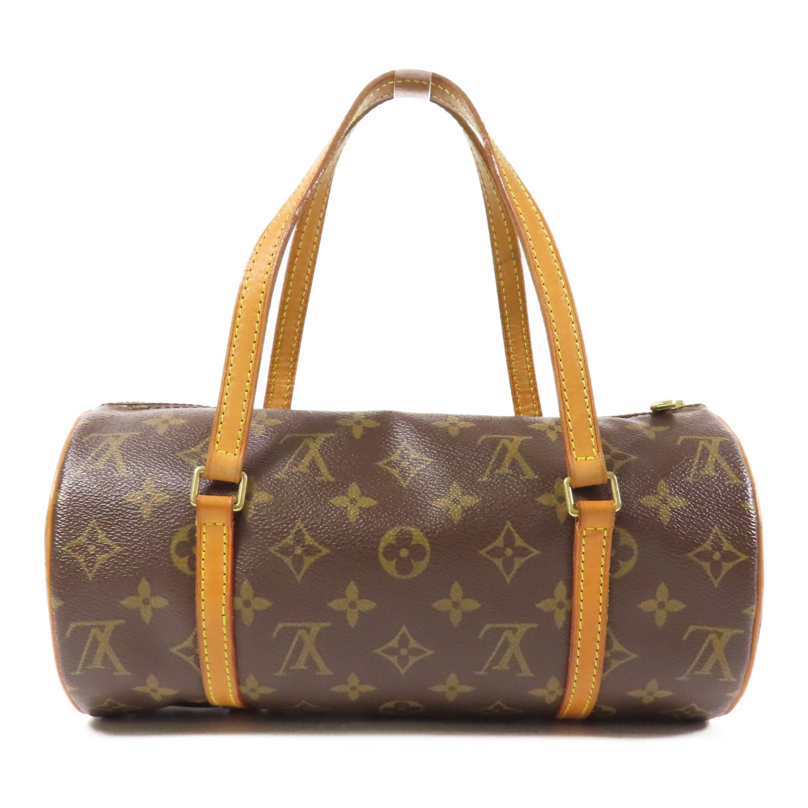 LOUIS VUITTON Monogram Papillon PM金扣手挽袋棕色