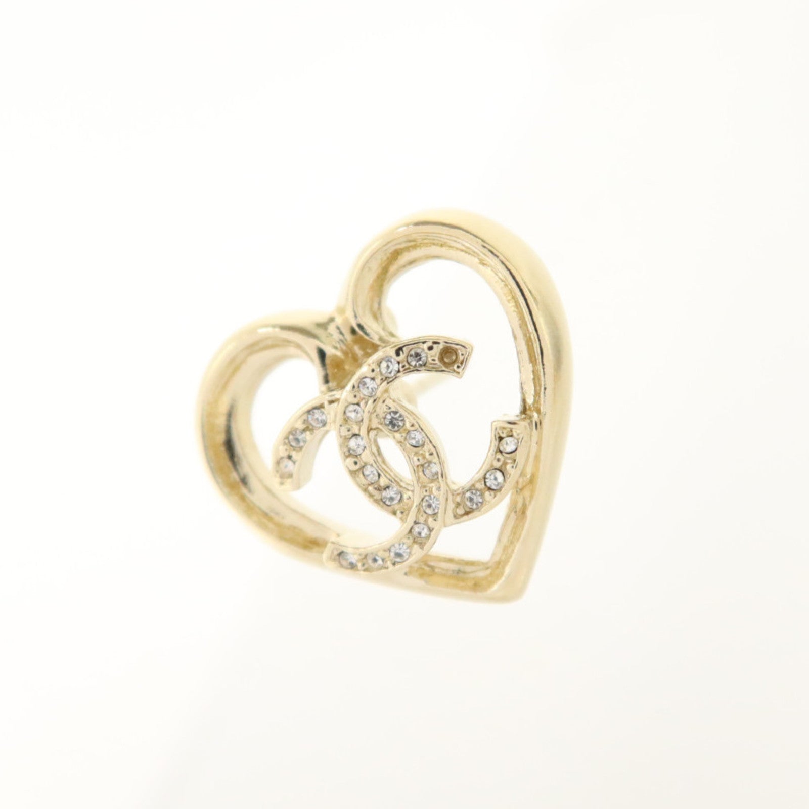 CHANEL 金屬CC Logo Heart Stud Earrings耳環