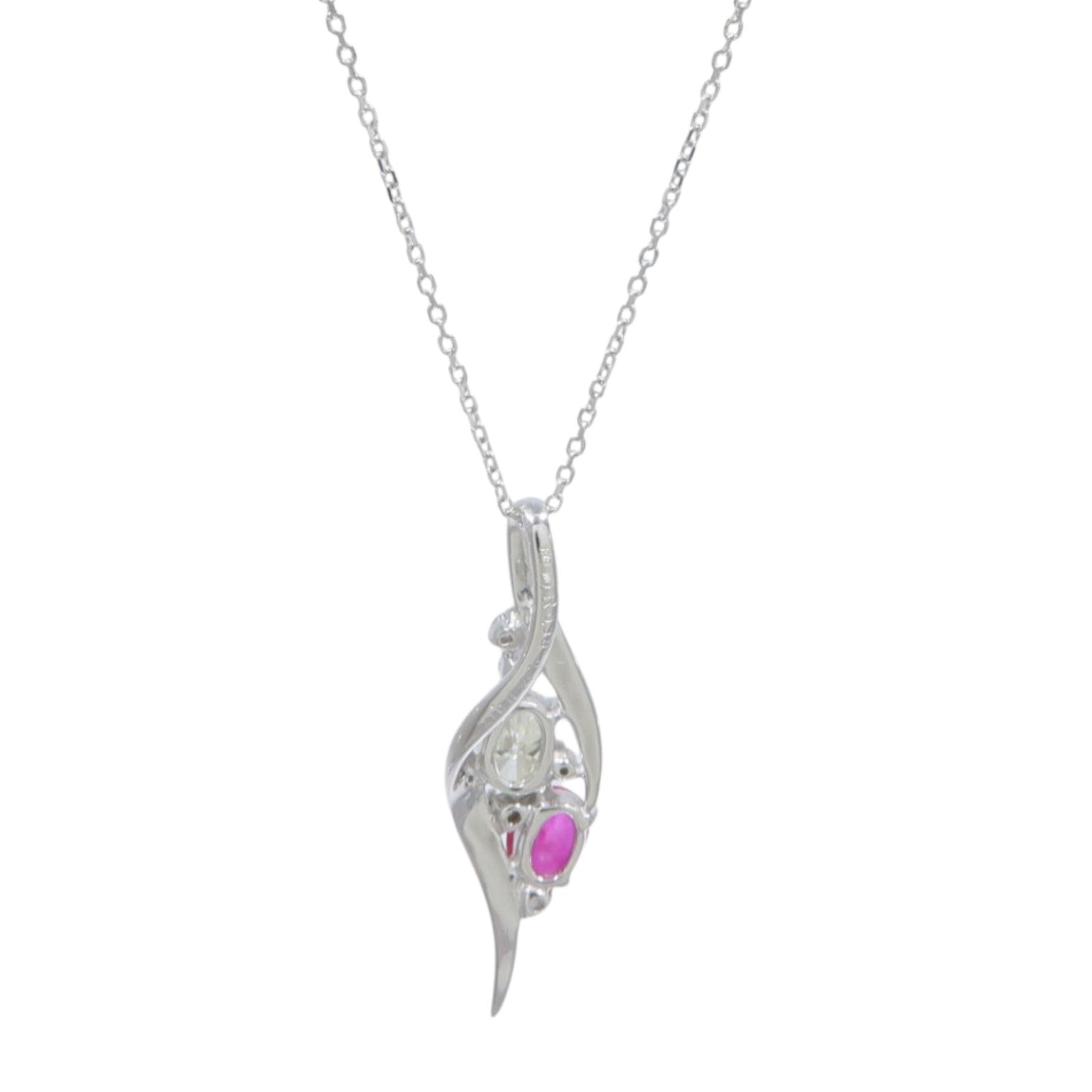 JEWELRY 18K白金Pink Sapphire Diamond Necklace粉紅藍寶石/鑽石項鍊
