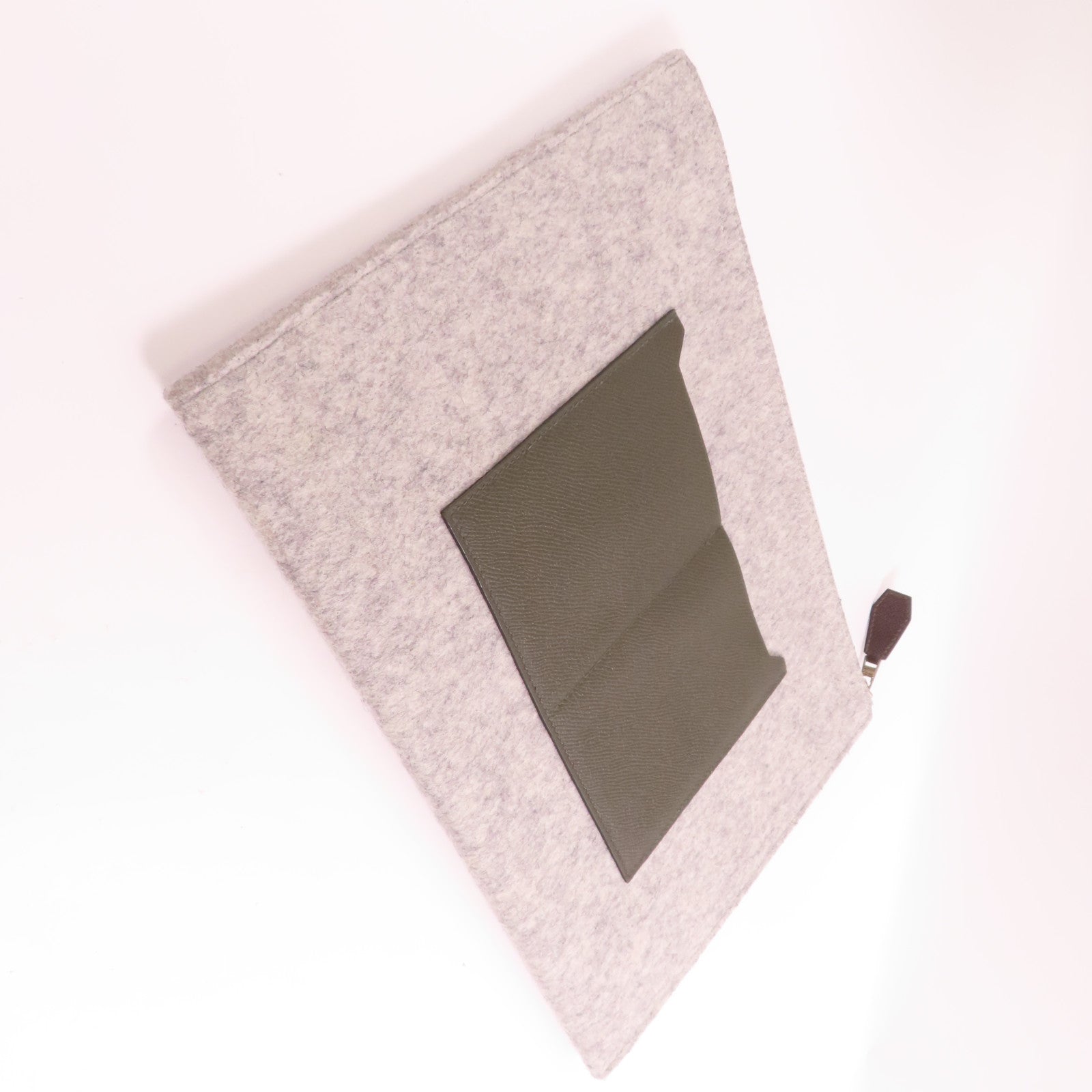 HERMES PHW Toodoo 37 Clutch bag Wool/Epsom Leather Ebene/Vert de Gris