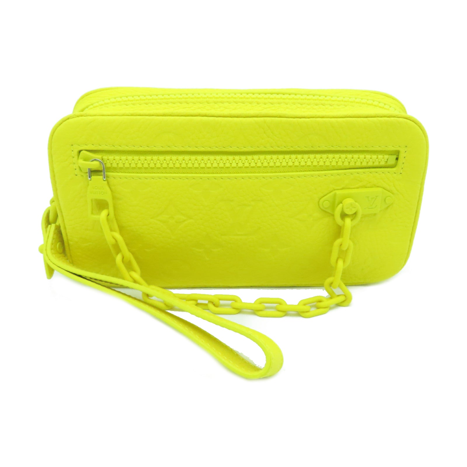 LOUIS VUITTON 【清倉大減價】Monogram Empreinte Pochette Volga Clutch銀扣手拿包黃色