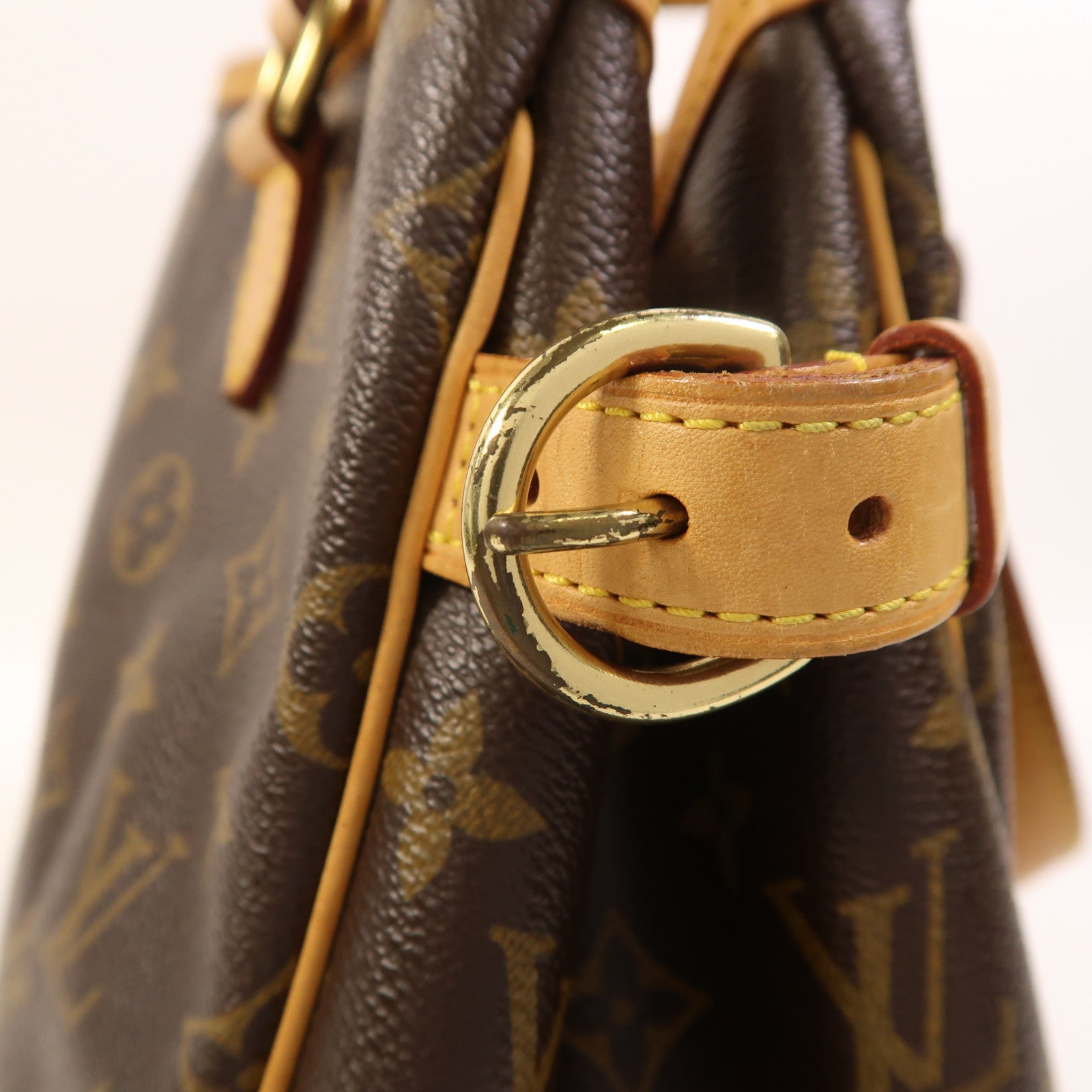 LOUIS VUITTON Monogram Batignolles金扣手挽袋棕色
