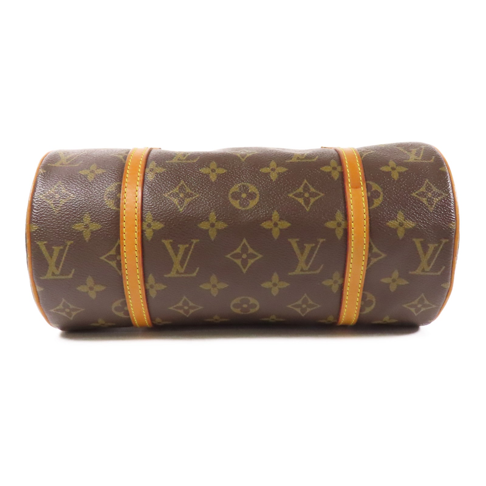 LOUIS VUITTON Monogram Papillon PM金扣手挽袋棕色