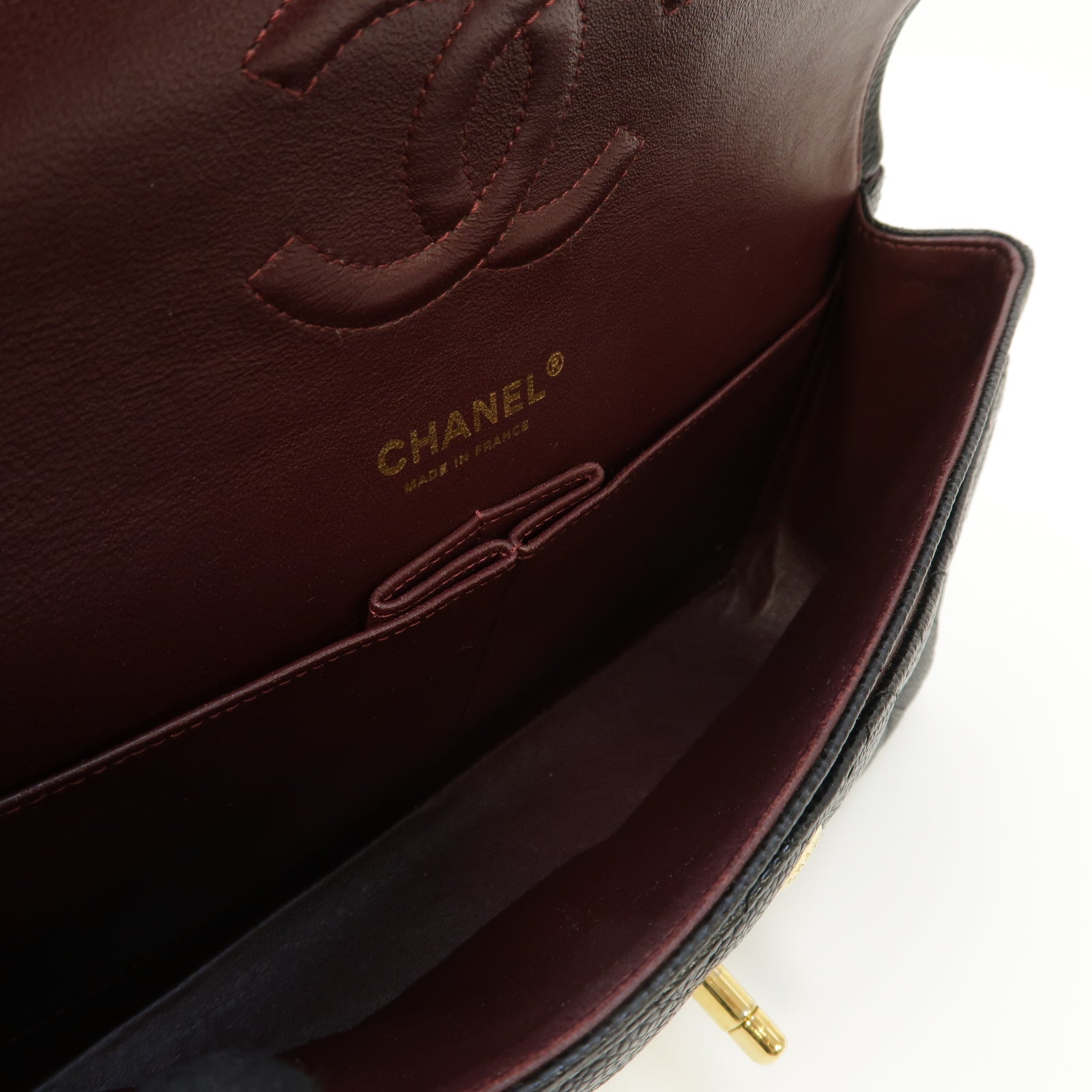 CHANEL 菱格Caviar皮革Classic 25 Chain Shoulder Bag金扣肩背袋黑色