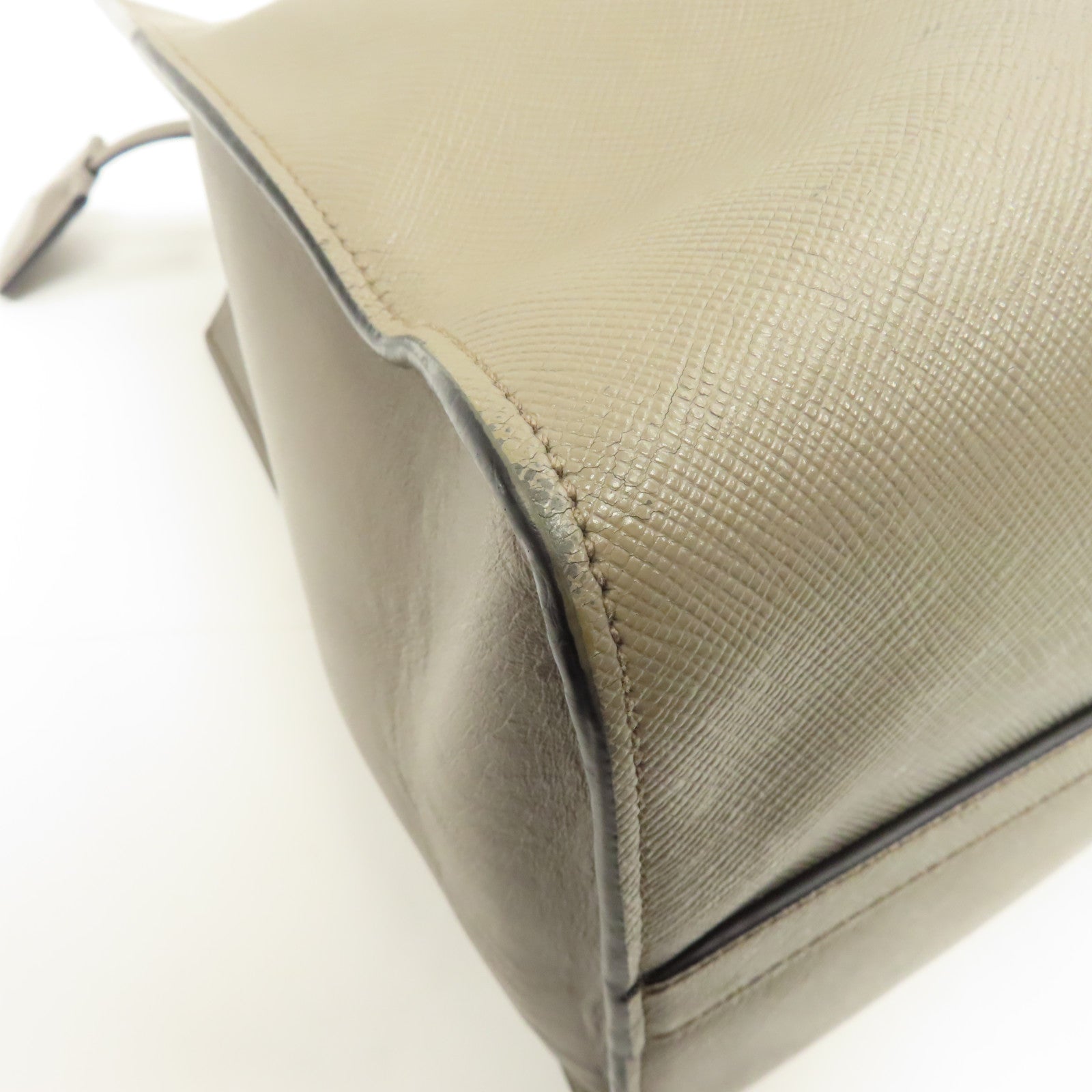 PRADA 牛皮皮革Saffiano Leather Lux Convertible Tote Bag金扣肩背袋灰色