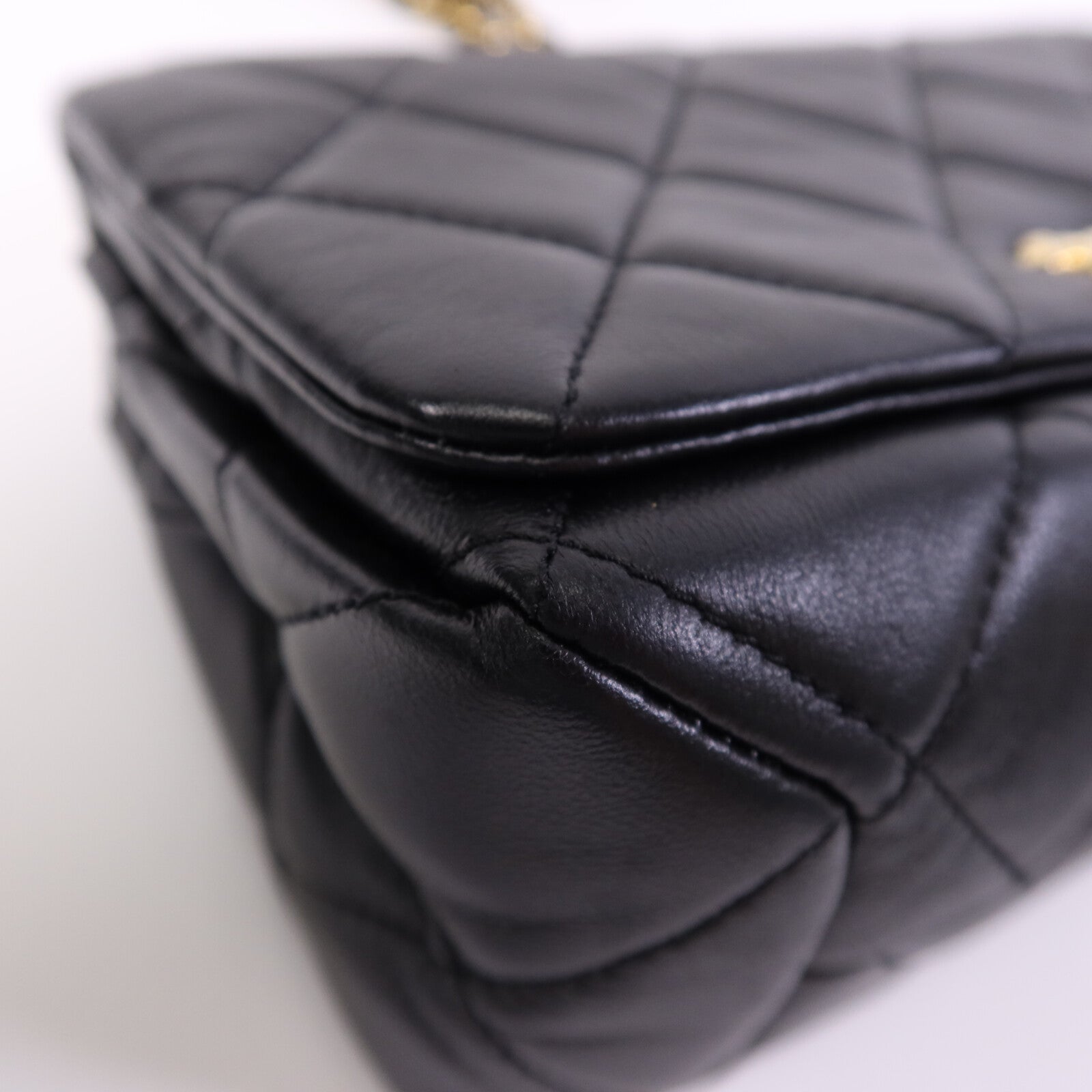 CHANEL 羊皮皮革Chain Shoulder Bag金扣鏈帶手挽肩背兩用袋