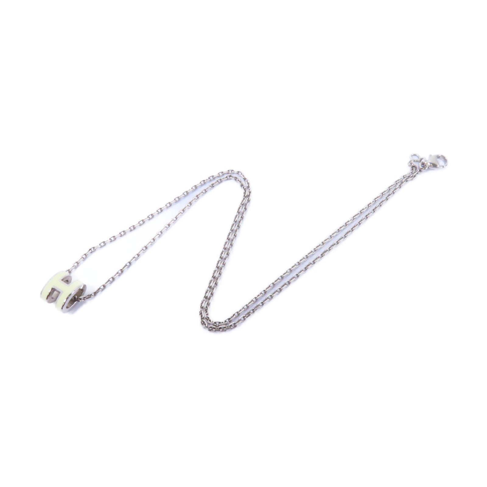 HERMES 金屬Mini Pop H Necklace項鍊白色/銀色