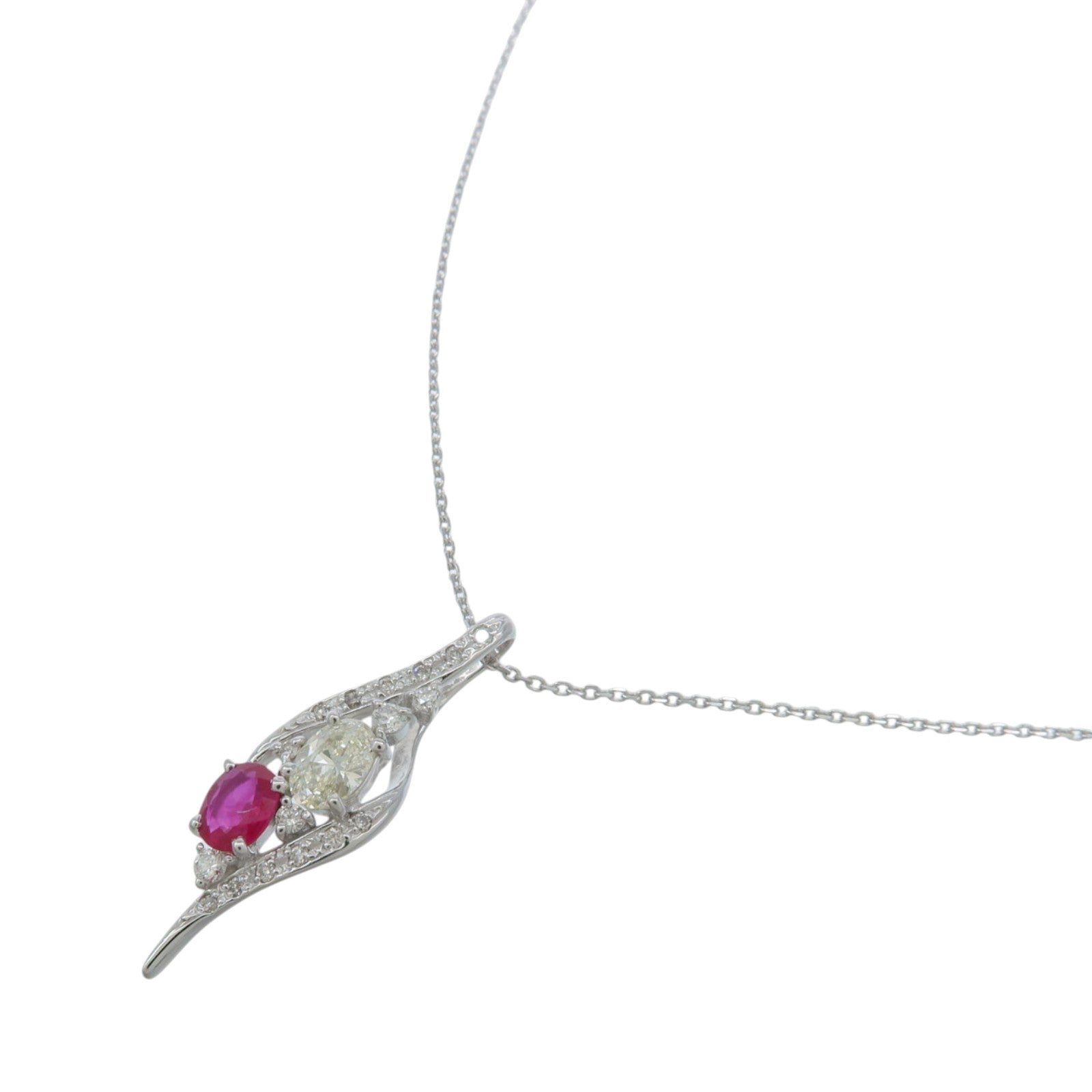 JEWELRY 18K白金Pink Sapphire Diamond Necklace粉紅藍寶石/鑽石項鍊