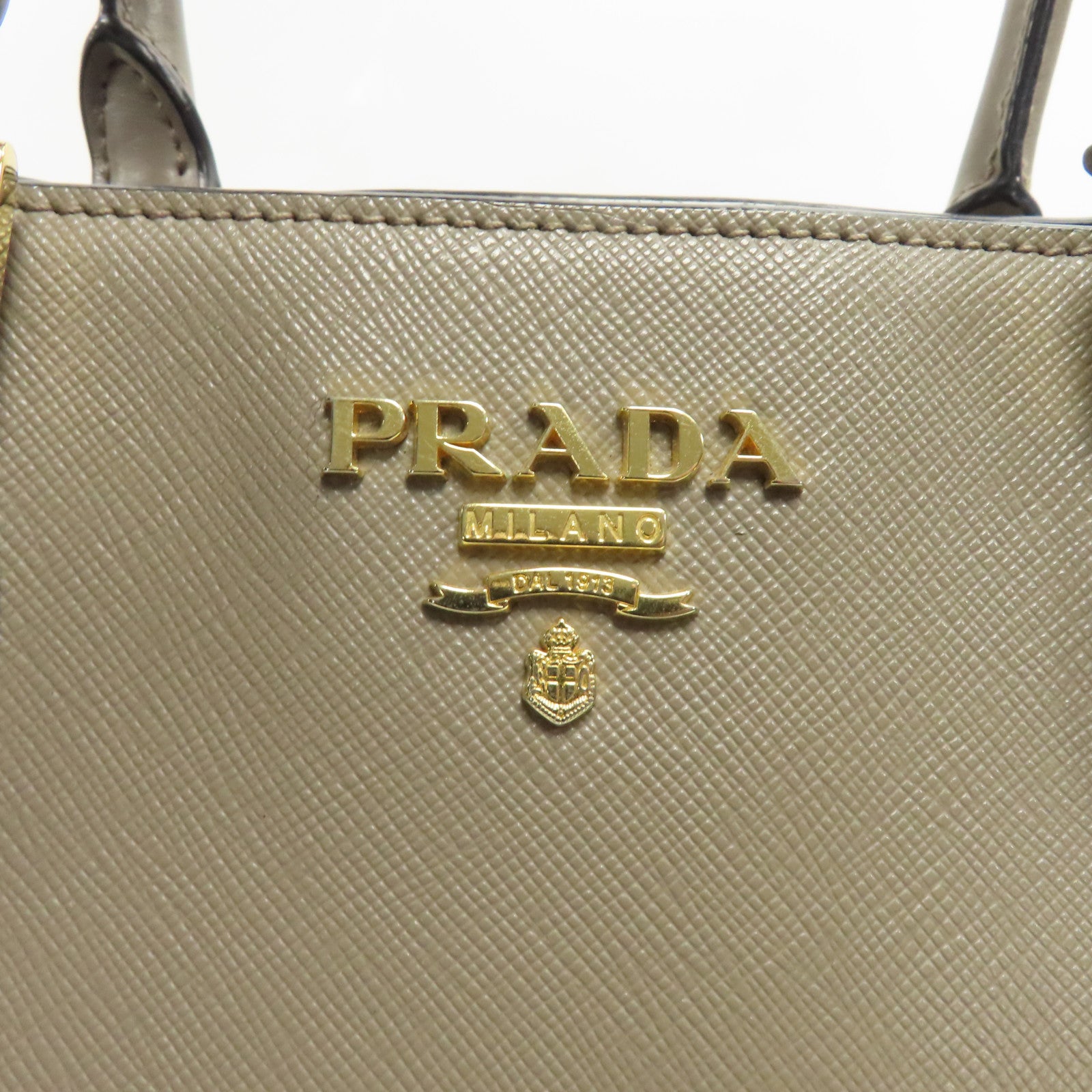 PRADA 牛皮皮革Saffiano Leather Lux Convertible Tote Bag金扣肩背袋灰色
