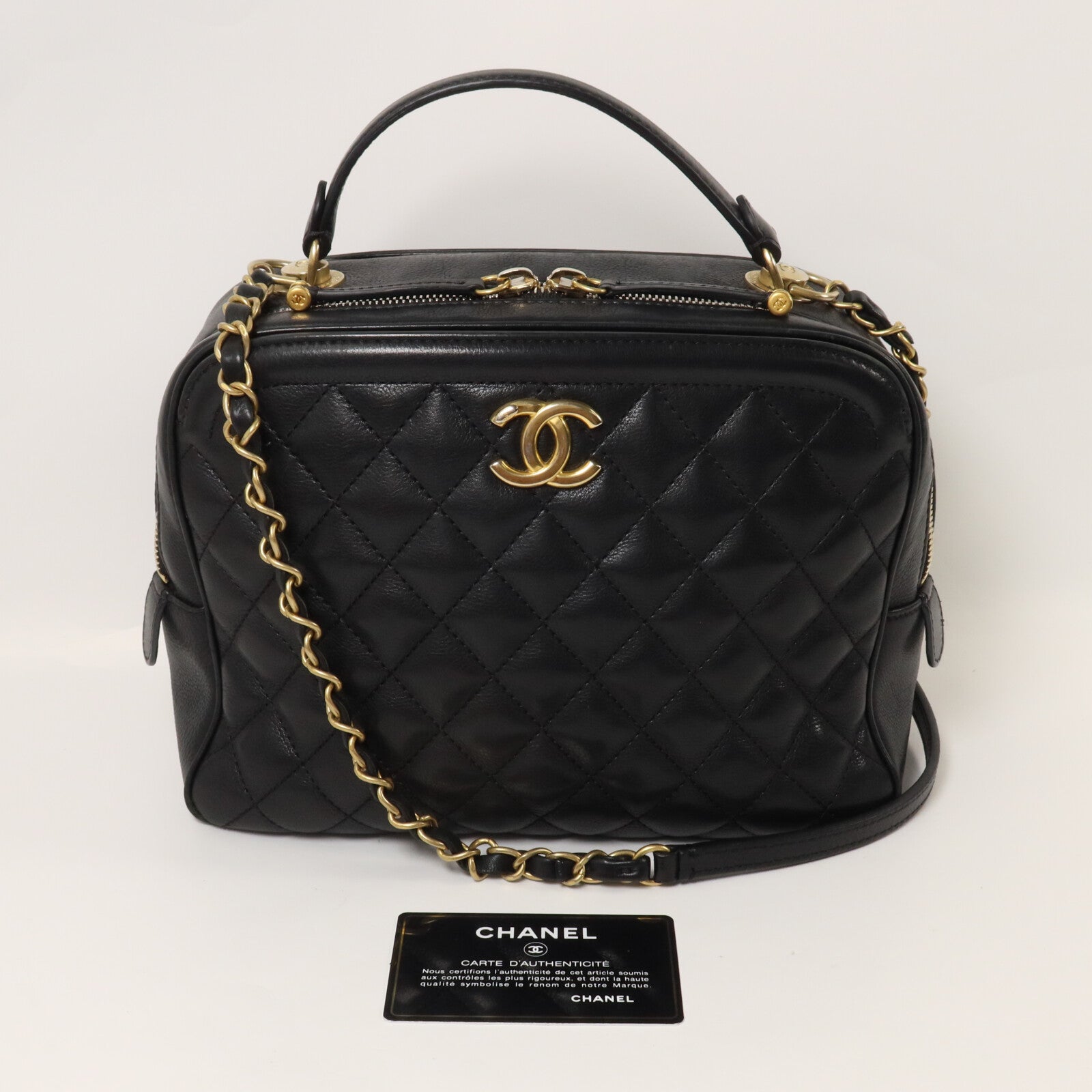 CHANEL 牛皮皮革Shoulder Bag With Handle鏈帶手挽肩背兩用袋