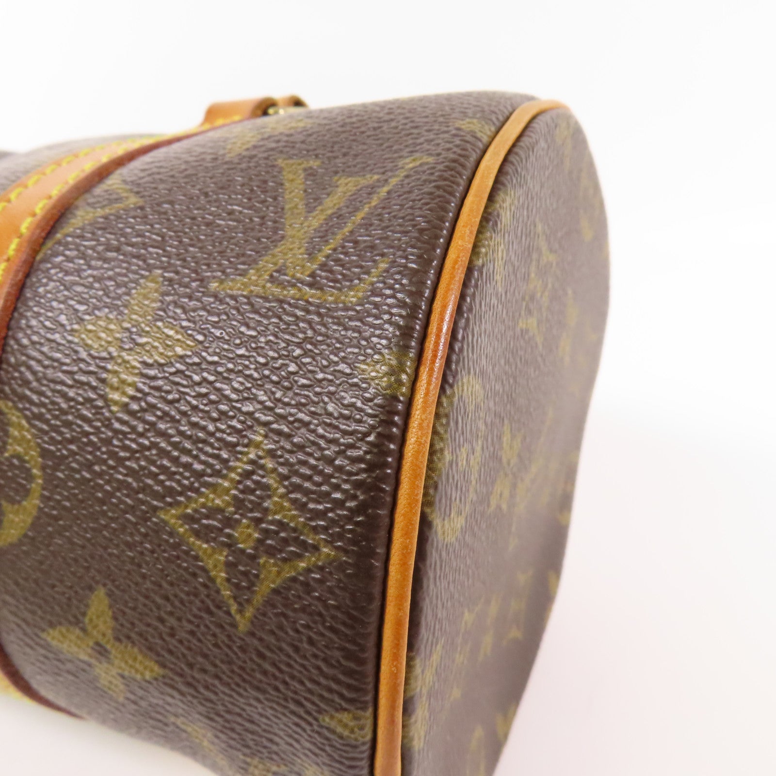 LOUIS VUITTON Monogram Papillon PM金扣手挽袋棕色
