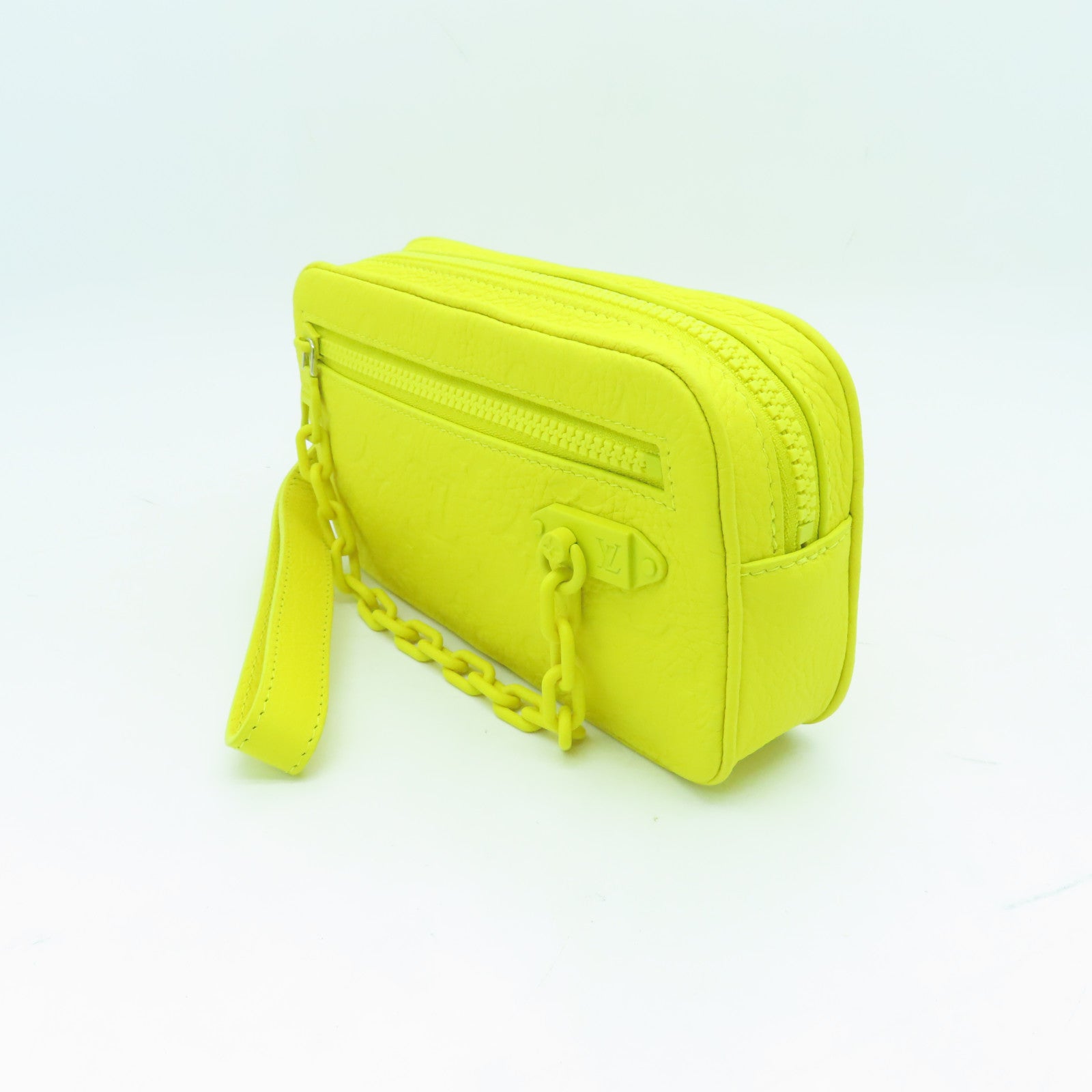 LOUIS VUITTON 【清倉大減價】Monogram Empreinte Pochette Volga Clutch銀扣手拿包黃色