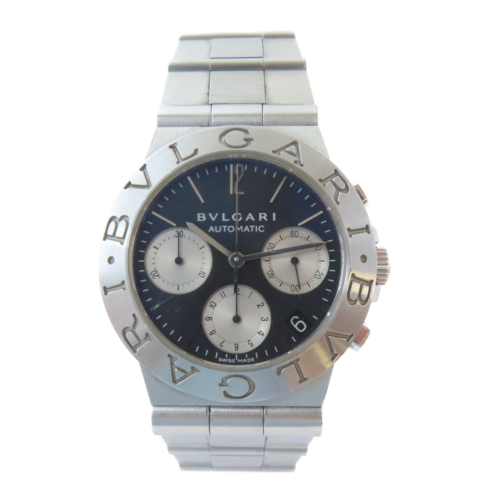 BVLGARI Diagono不鏽鋼手錶自動機芯藍色#18.5cm