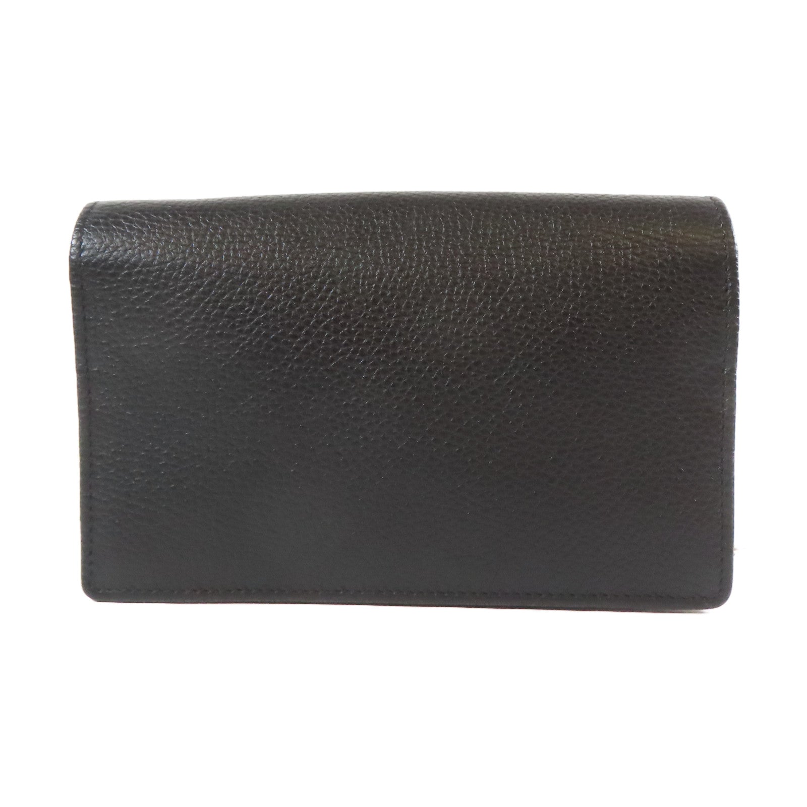 GUCCI 牛皮皮革Wallet Shoulder Bag金扣鏈帶肩背袋黑色