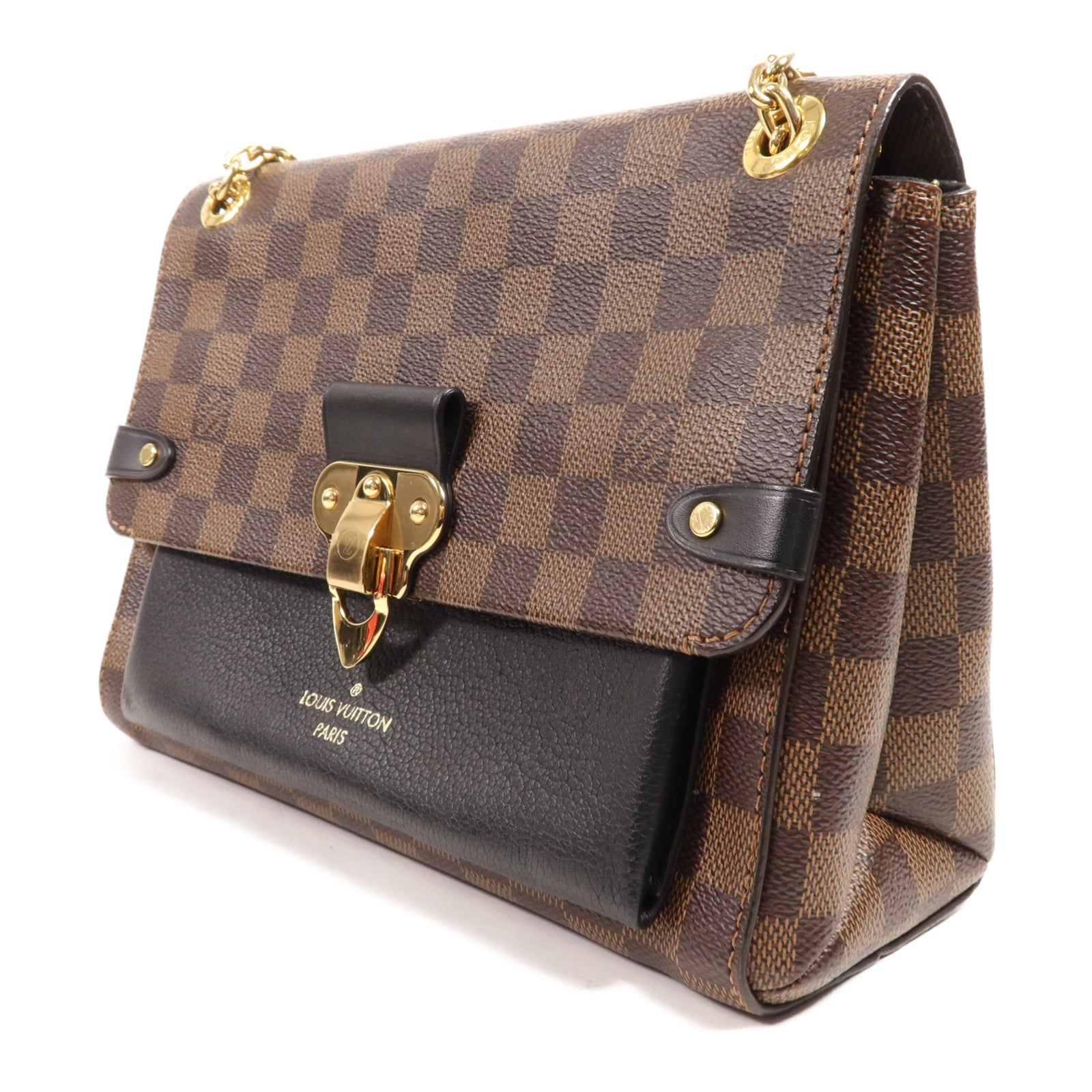 LOUIS VUITTON Damier Vavin PM金扣鏈帶肩背袋