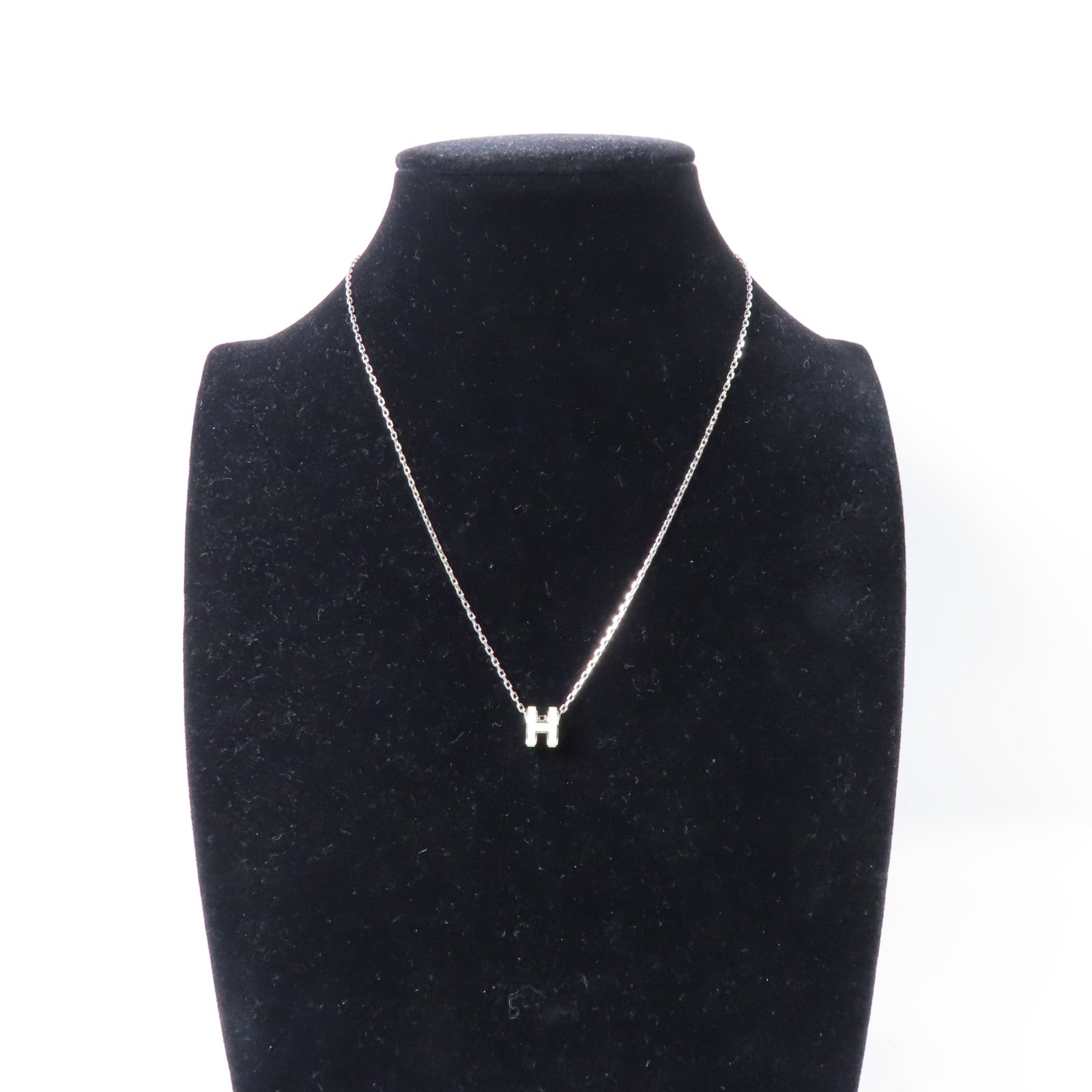 HERMES 金屬Mini Pop H Necklace項鍊白色/銀色
