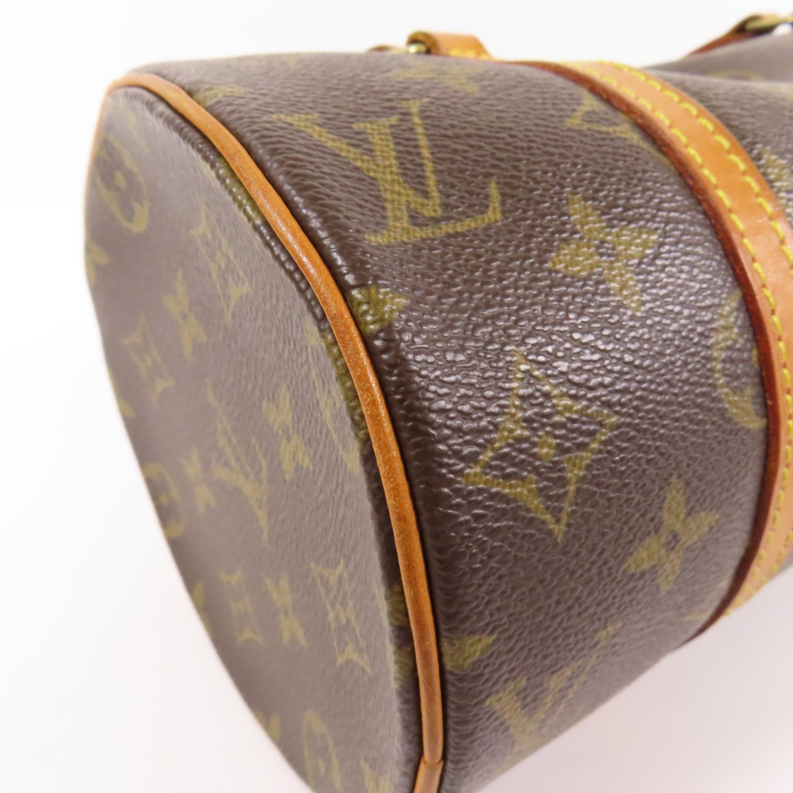 LOUIS VUITTON Monogram Papillon PM金扣手挽袋棕色