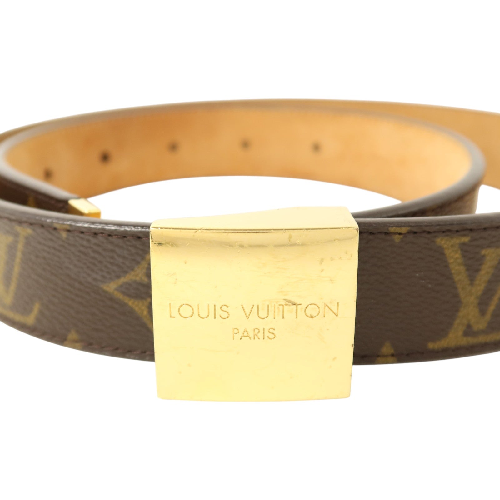 LOUIS VUITTON Monogram Santur Carre Belt 85cm金扣腰帶