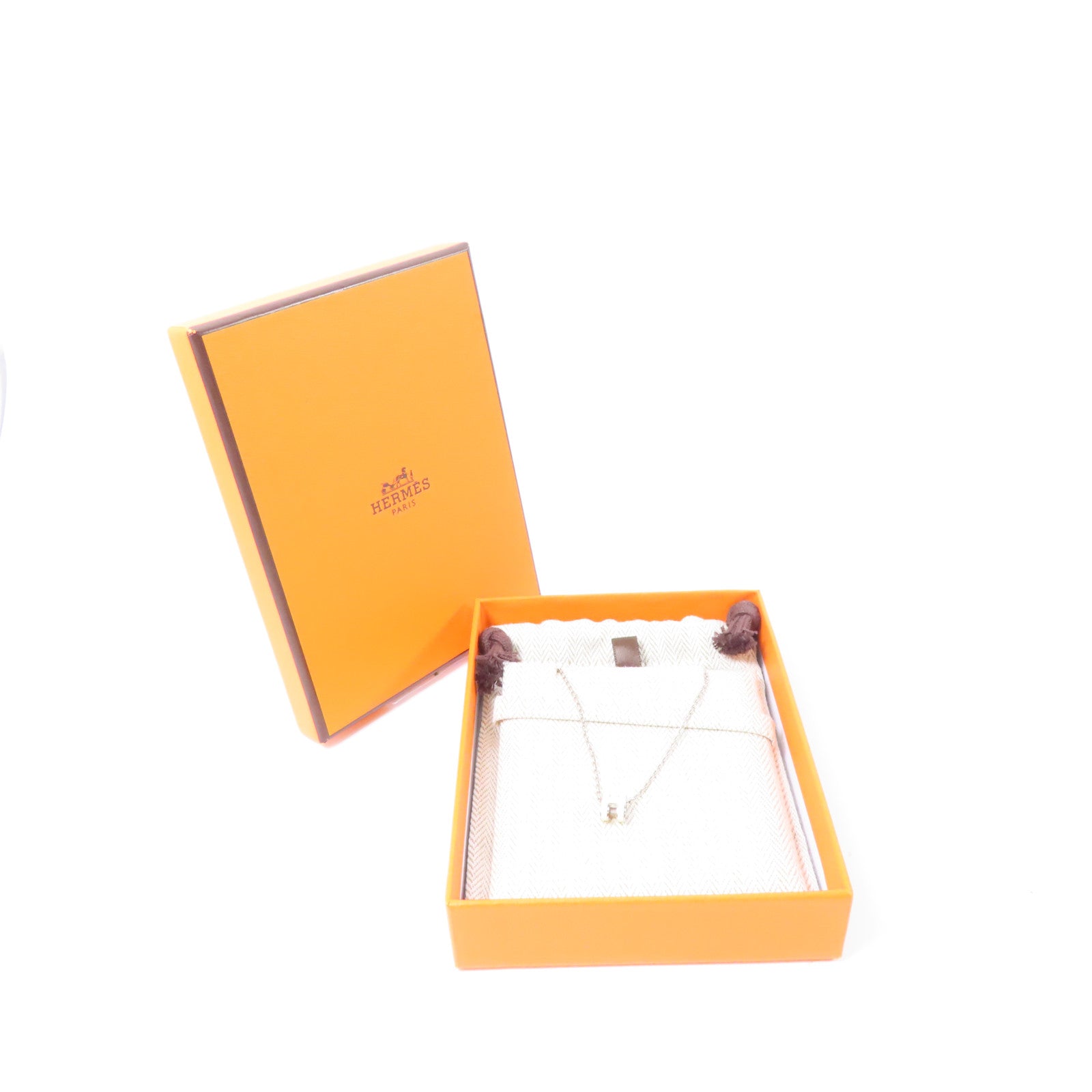 HERMES 金屬Mini Pop H Necklace項鍊白色/銀色