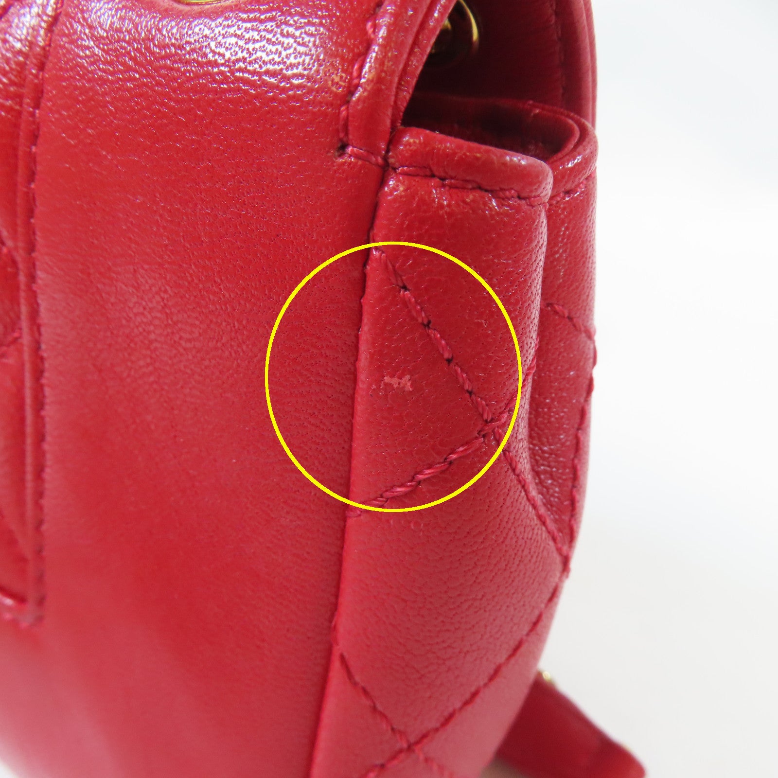 CHANEL 【激減優惠】菱格牛皮皮革Chain Shoulder金扣肩背袋紅色