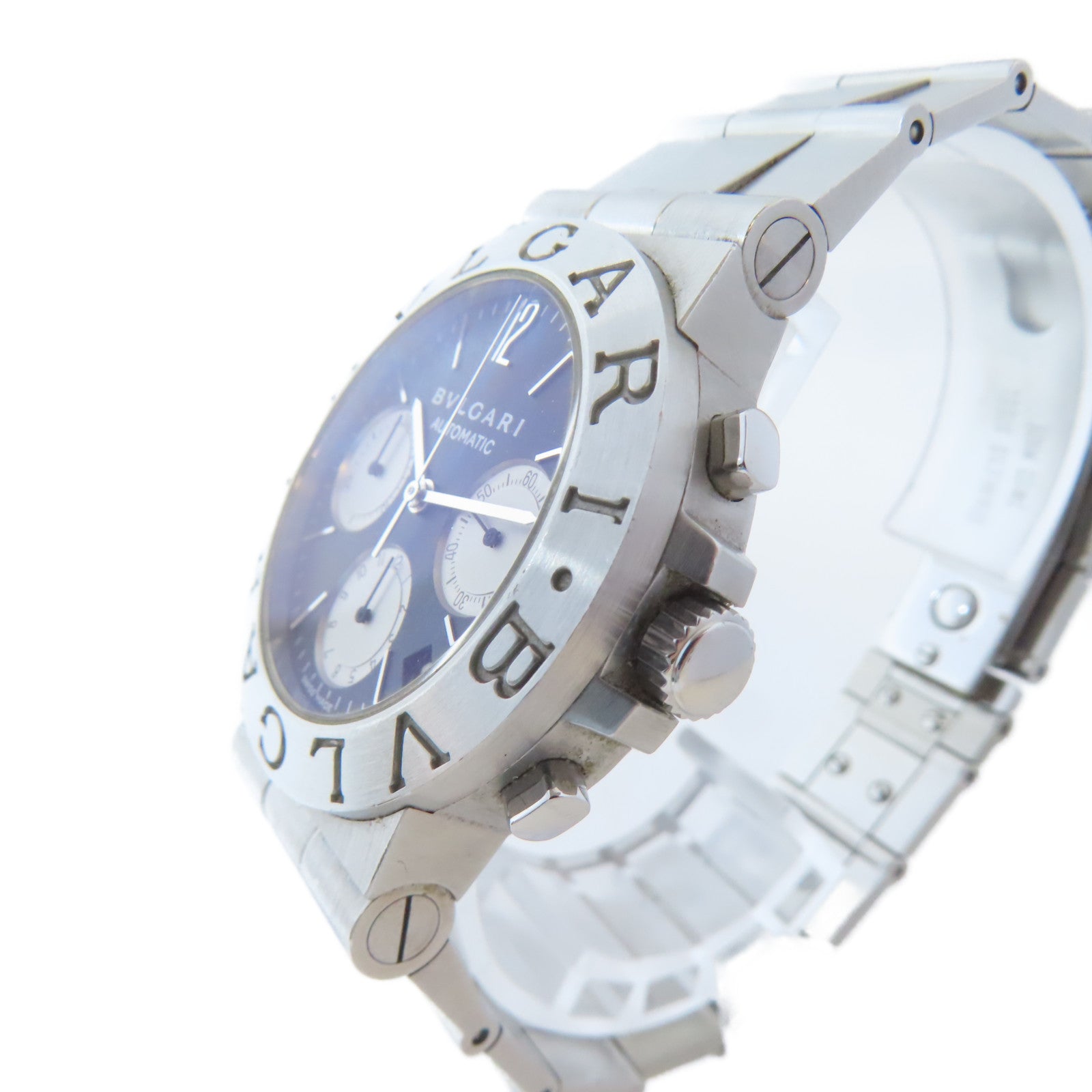 BVLGARI Diagono不鏽鋼手錶自動機芯藍色#18.5cm