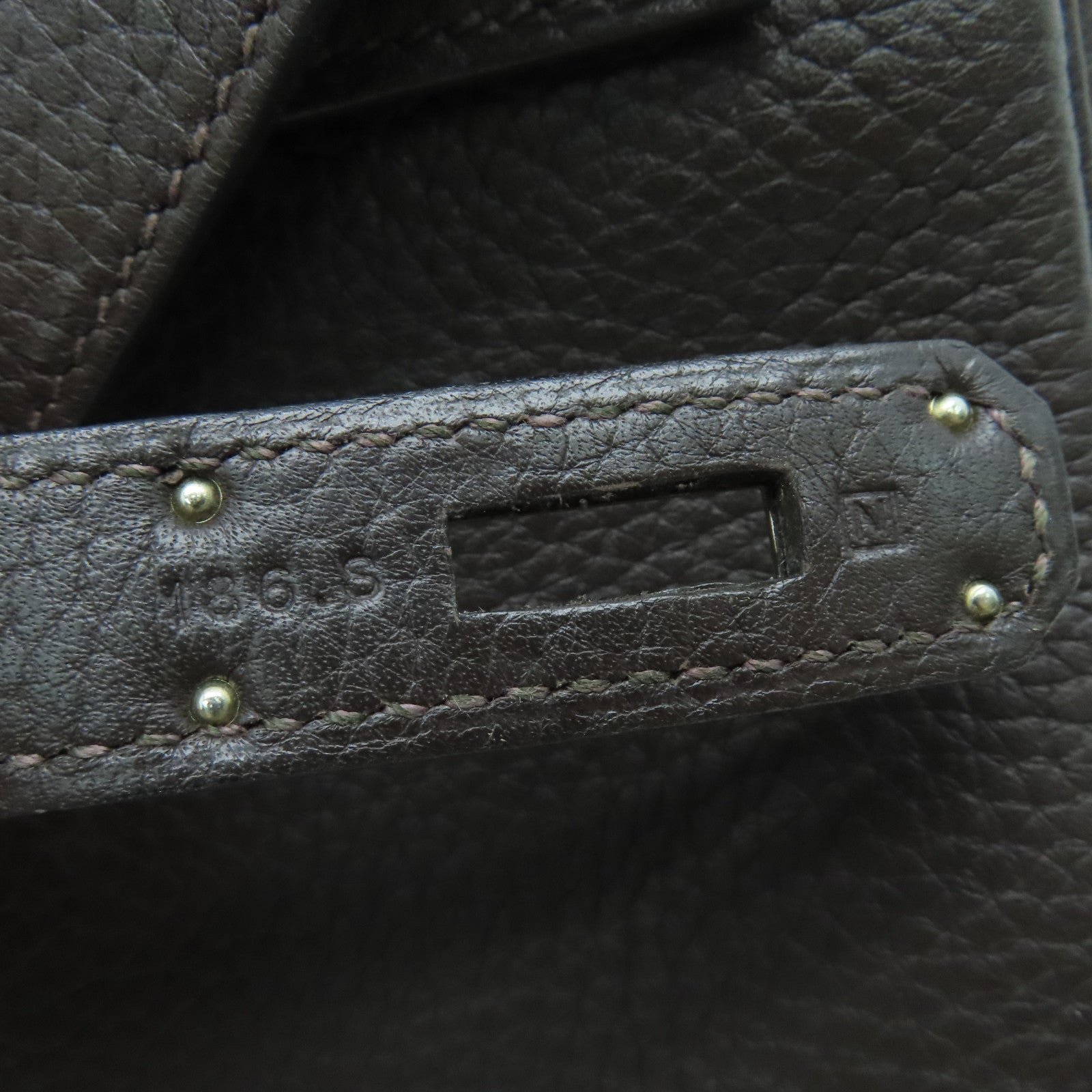 HERMES Clemence皮革Kelly35手挽肩背两用袋银扣啡色