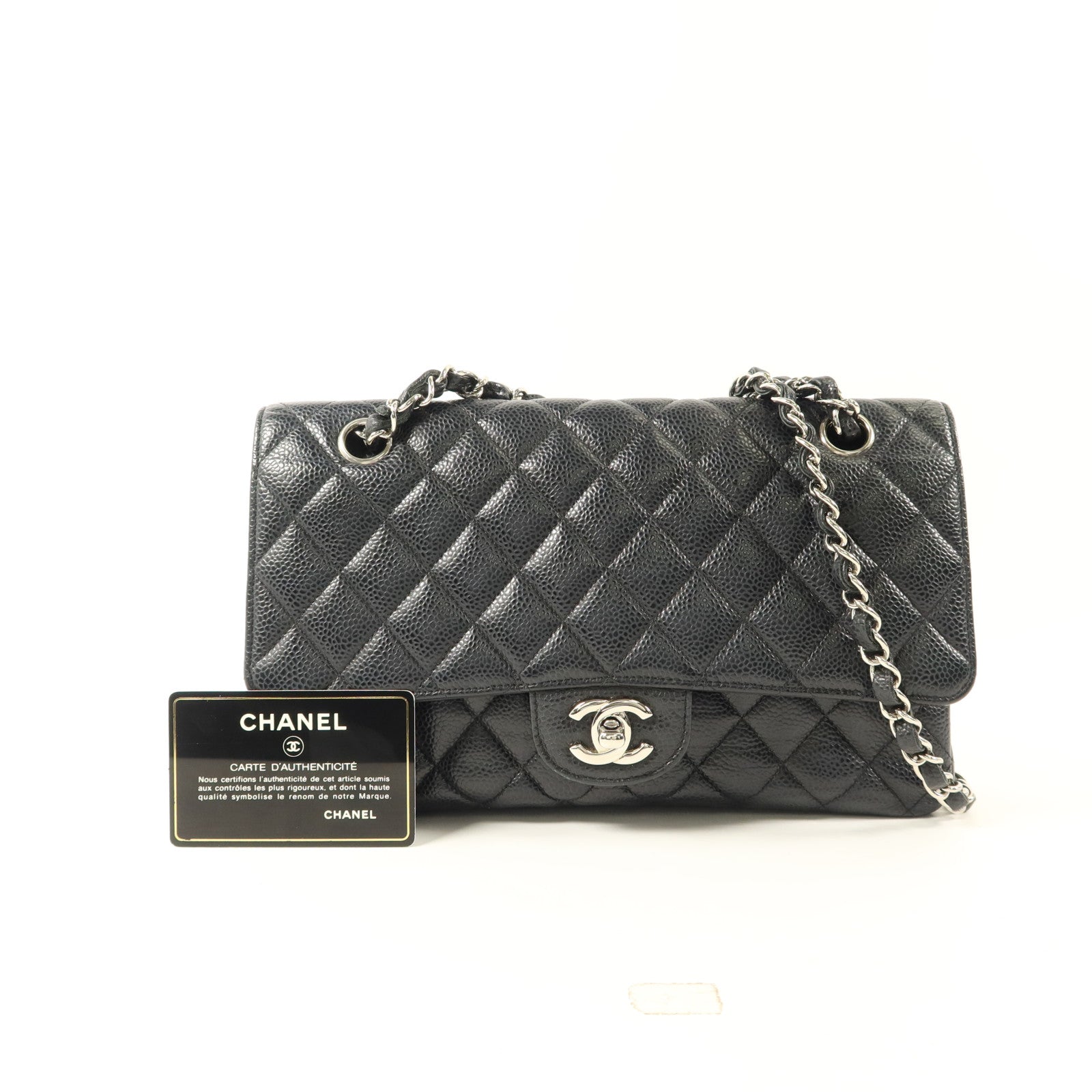 CHANEL 牛皮皮革Classic 25銀扣鏈帶肩背袋